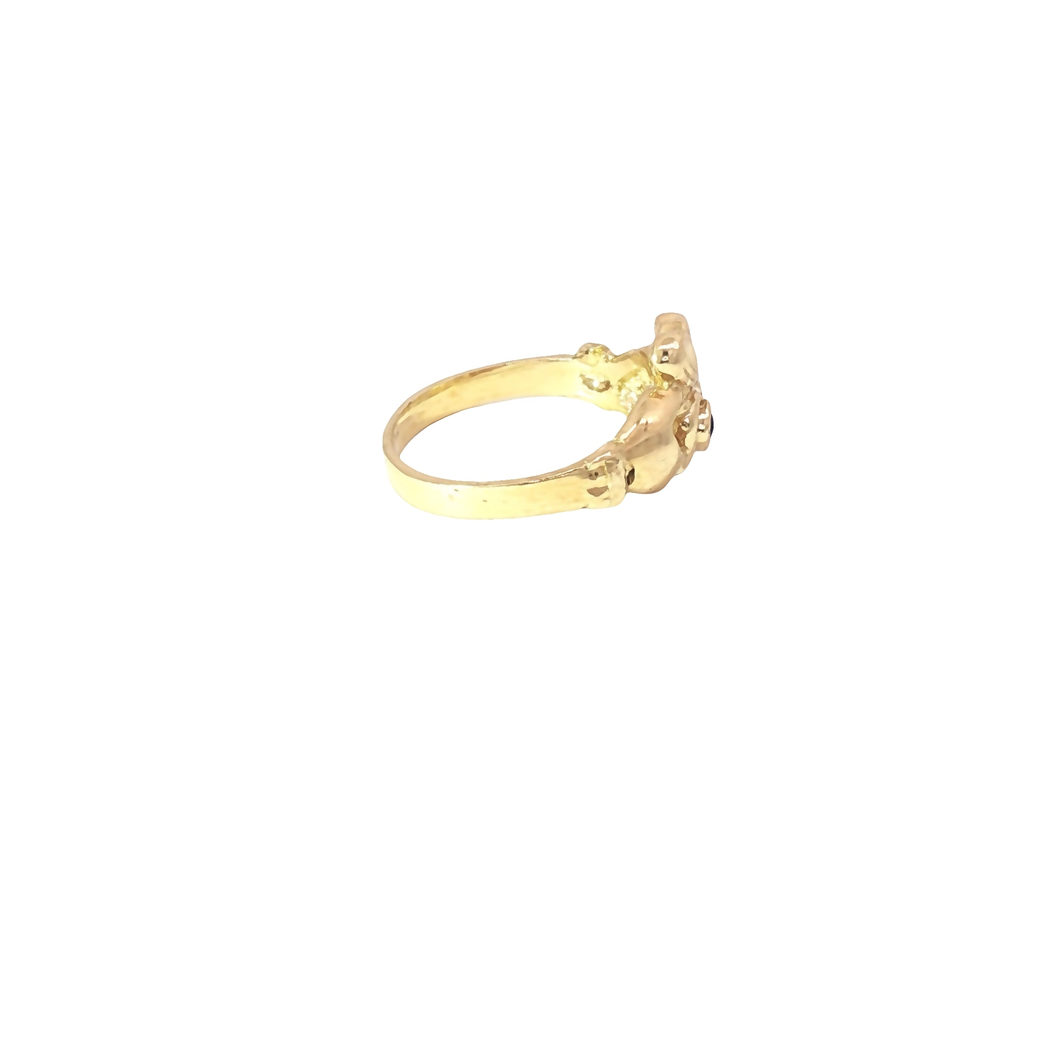 Kids Gold Claddagh 10K Ring with Blue Gem