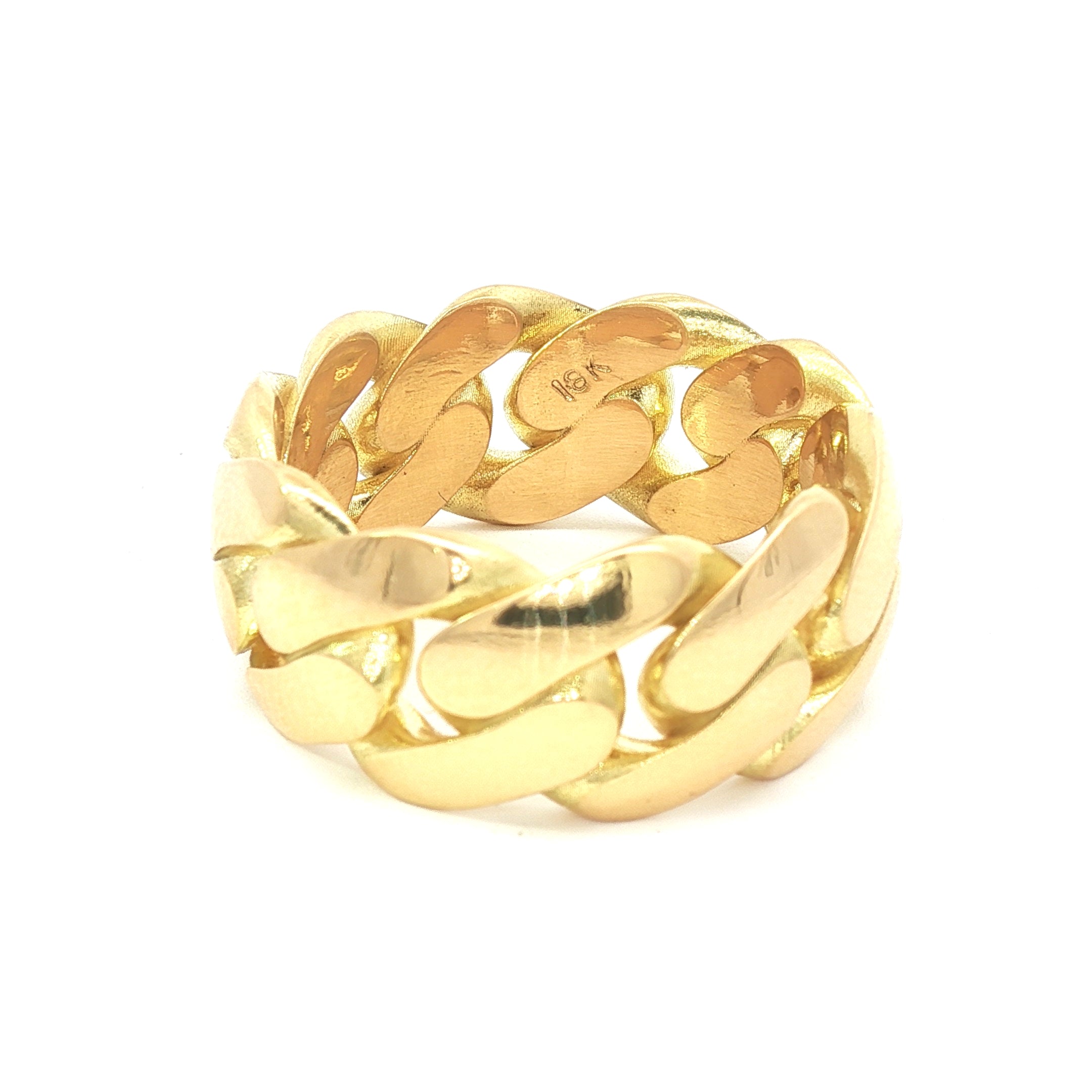 Bold 18kt Cuban Link Ring – Solid Gold Strength