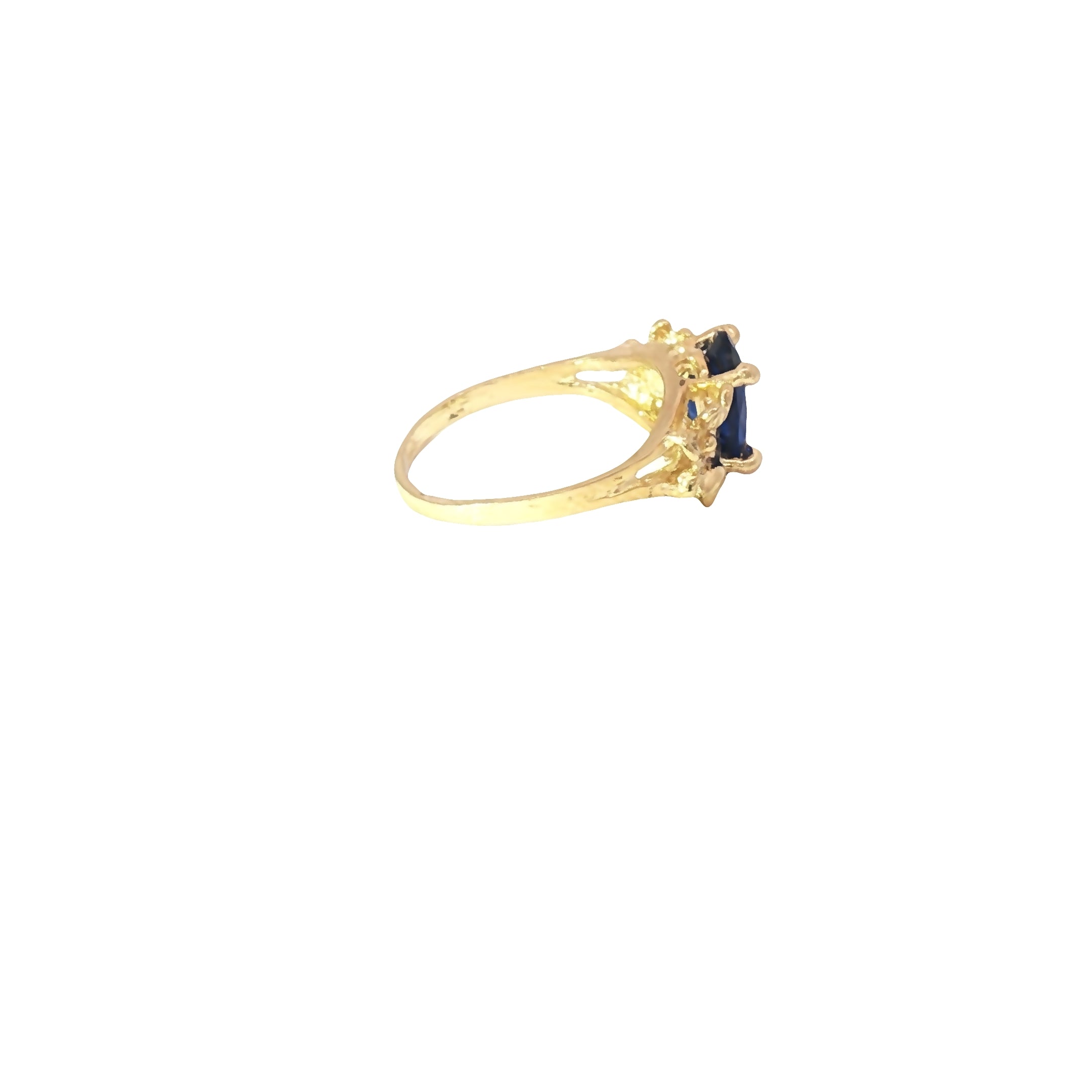 Petite 10K Gold Blue CZ Ring — Auri Petra