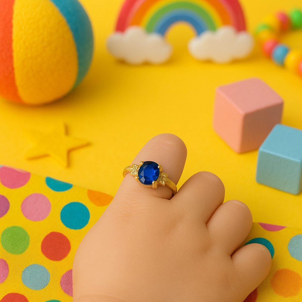 Petite 10K Gold Blue CZ Ring — Auri Petra