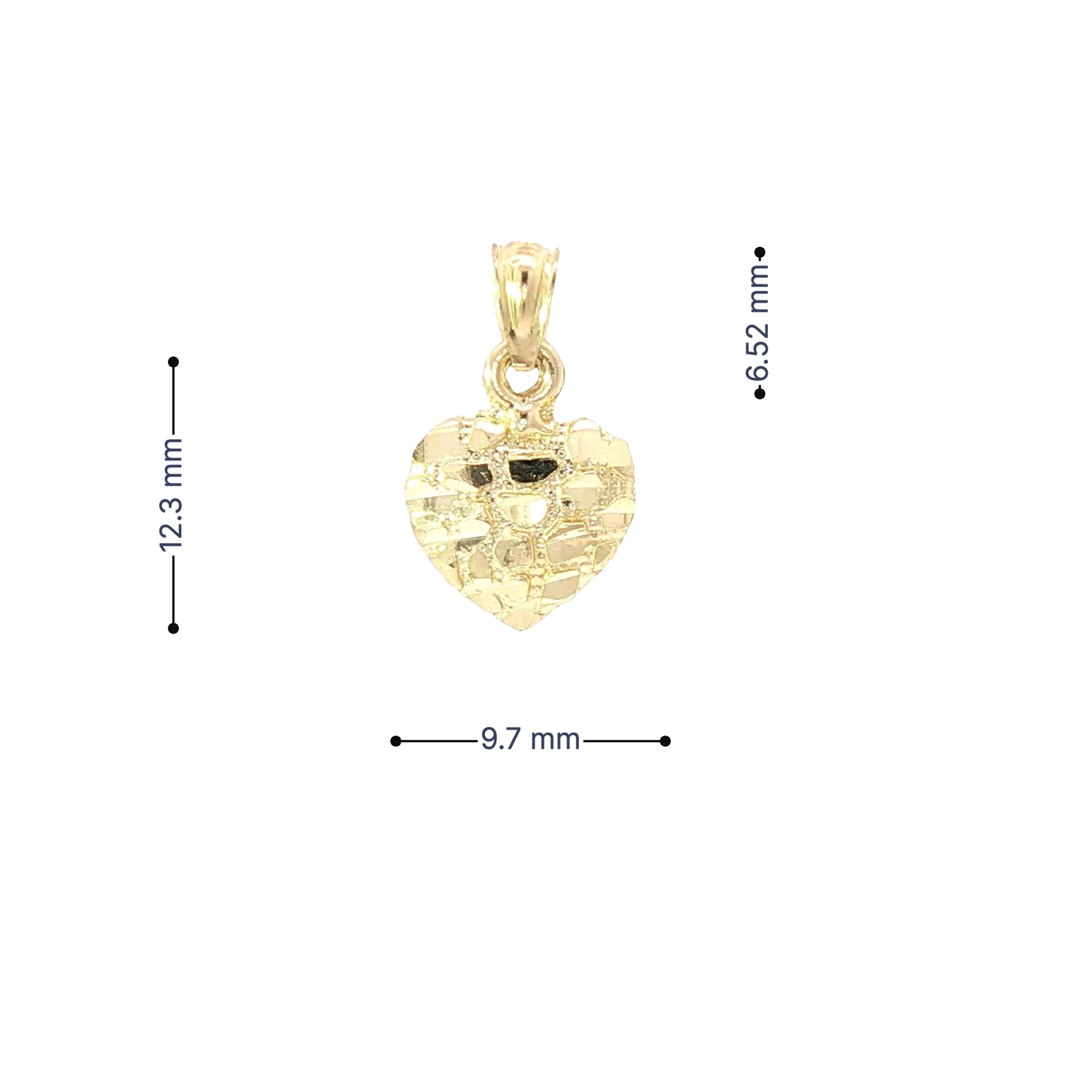 10K Gold Heart Nugget Pendant, Petite & Authentic