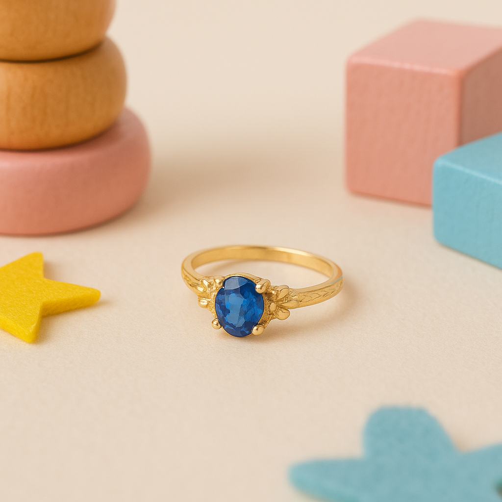 Petite 10K Gold Blue CZ Ring — Auri Petra