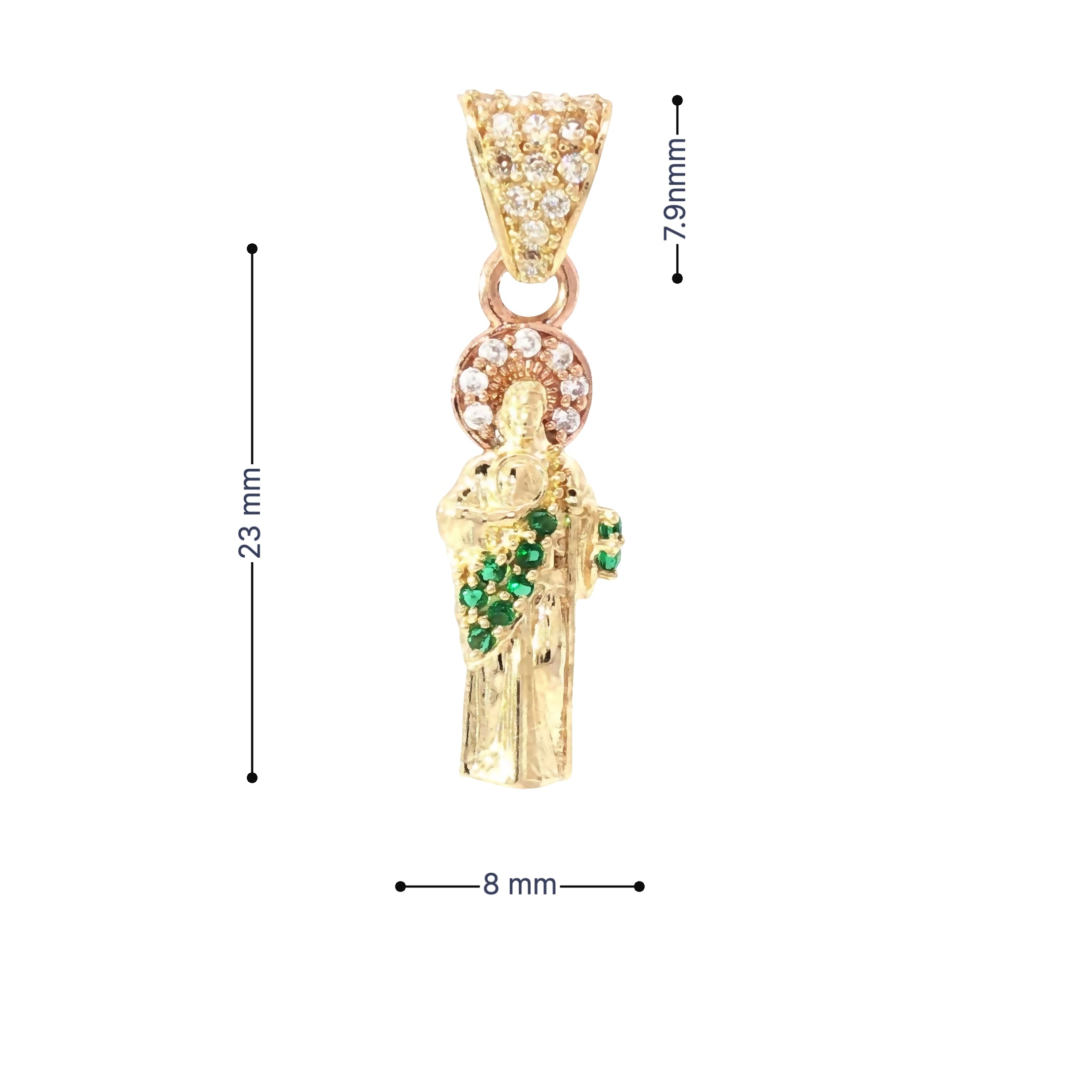 Radiant 10K Gold Saint Pendant with CZ 1.42g