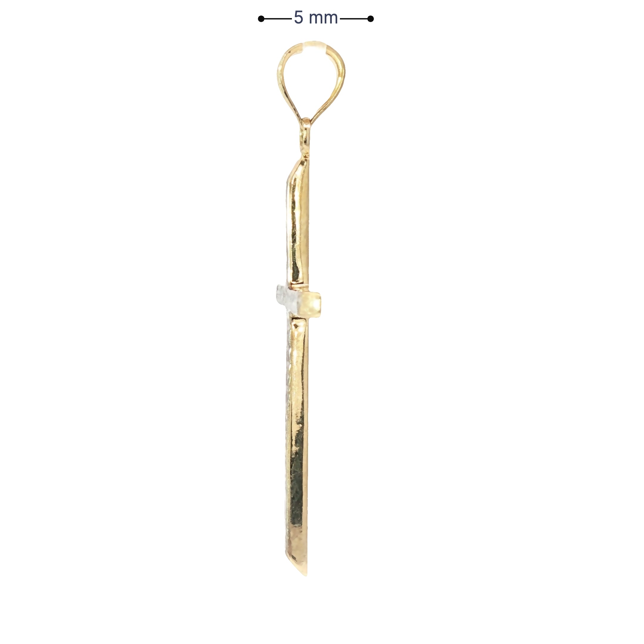 10kt Radiant Faith Two-Tone Diamond-Cut Cross Pendant