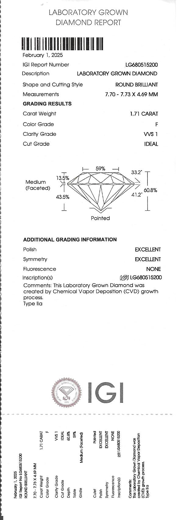 The Luminary Round™ — 1.71ct Ideal-Cut Round Diamond