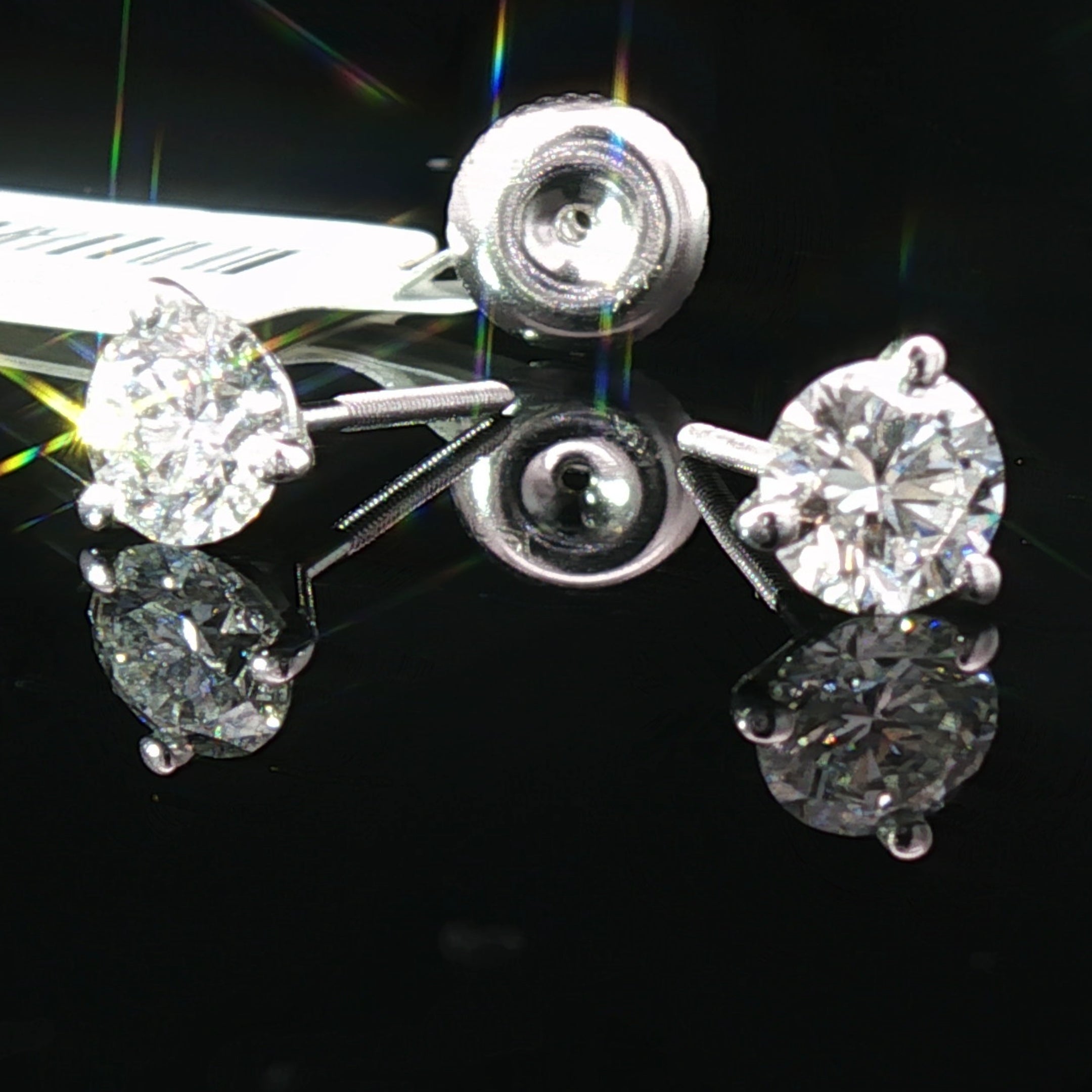 IGI Certified 1.06 CTW Lab Grown Diamond Stud Earrings in 14K White Gold – Martini Screw Back