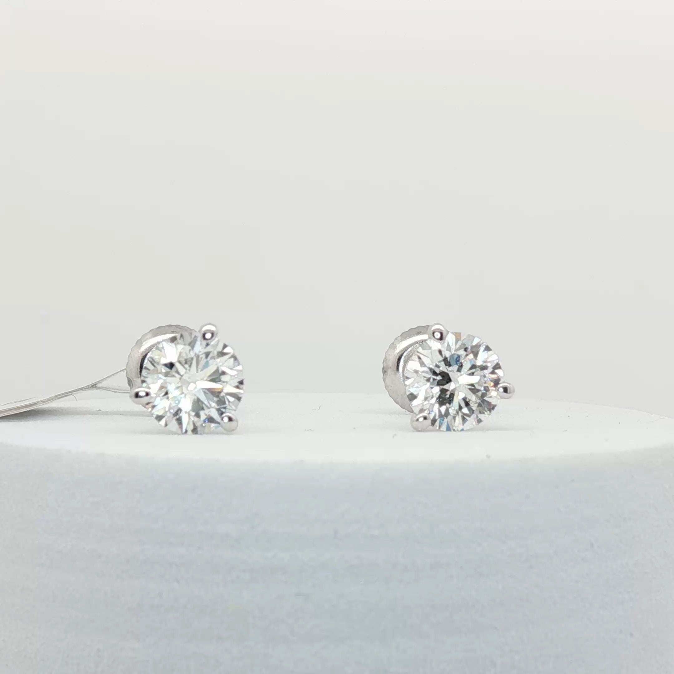 IGI Certified 2.02 CTW Lab Grown Diamond Stud Earrings in 14K White Gold – Martini Screw Back