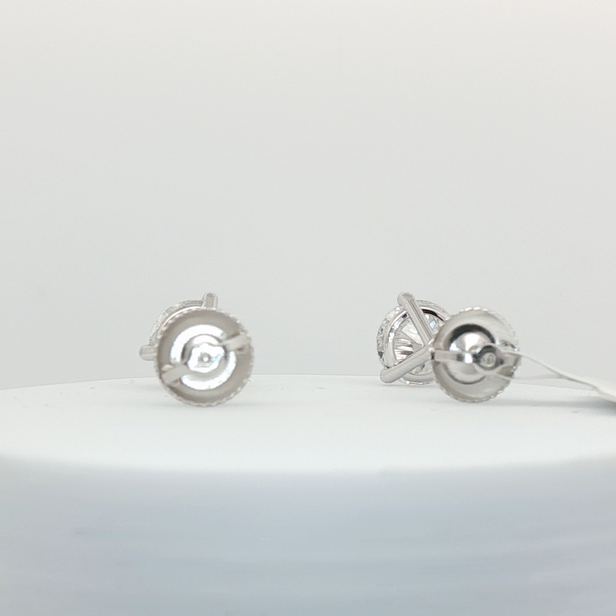 IGI Certified 2.02 CTW Lab Grown Diamond Stud Earrings in 14K White Gold – Martini Screw Back