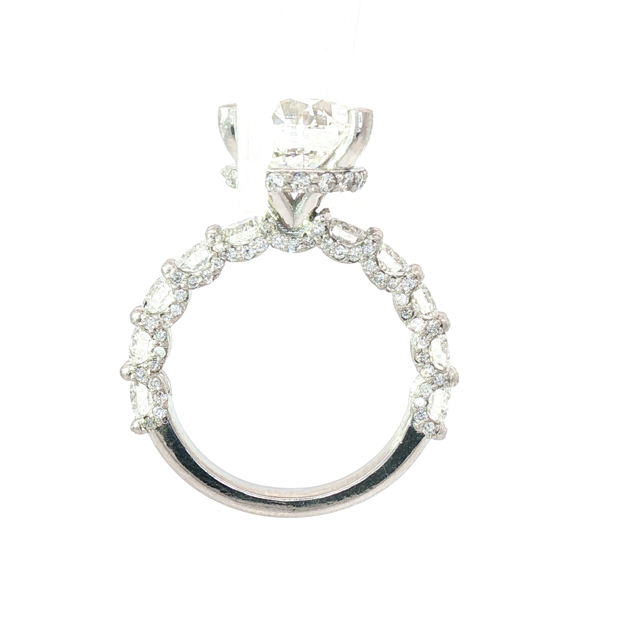 Custom Cast Platinum Halo Engagement Ring — 5.09ct IGI Round