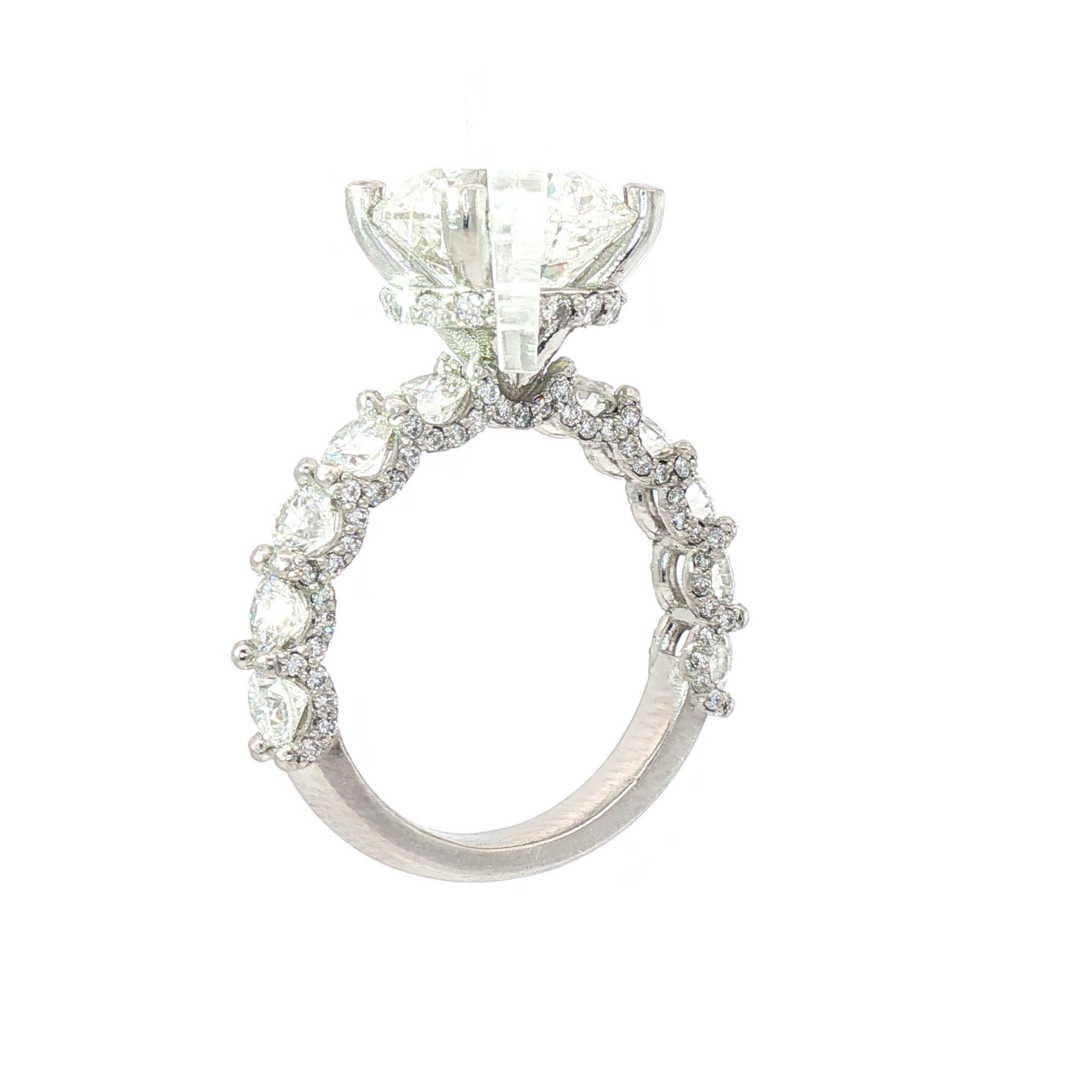 Custom Cast Platinum Halo Engagement Ring — 5.09ct IGI Round