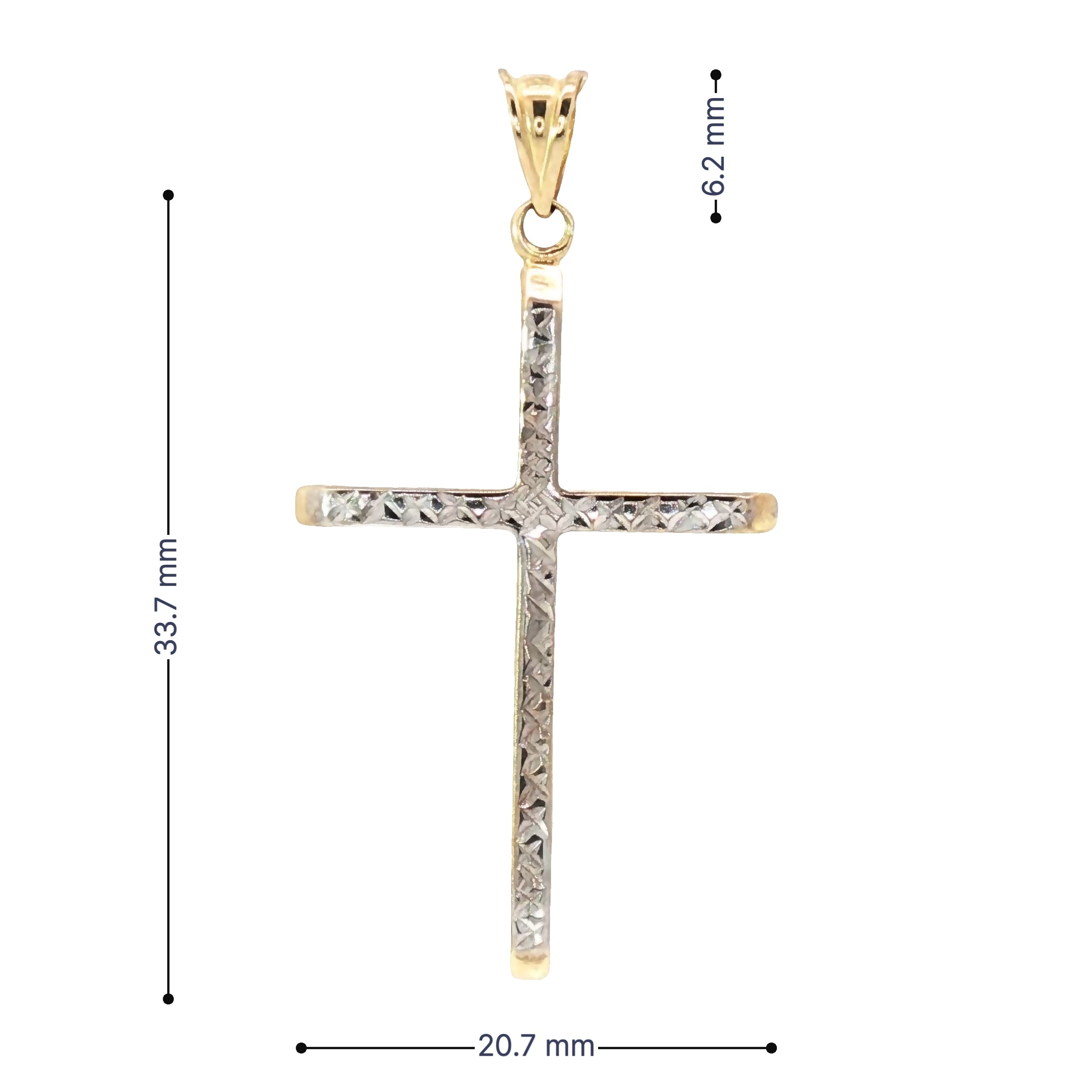 10kt Radiant Faith Two-Tone Diamond-Cut Cross Pendant