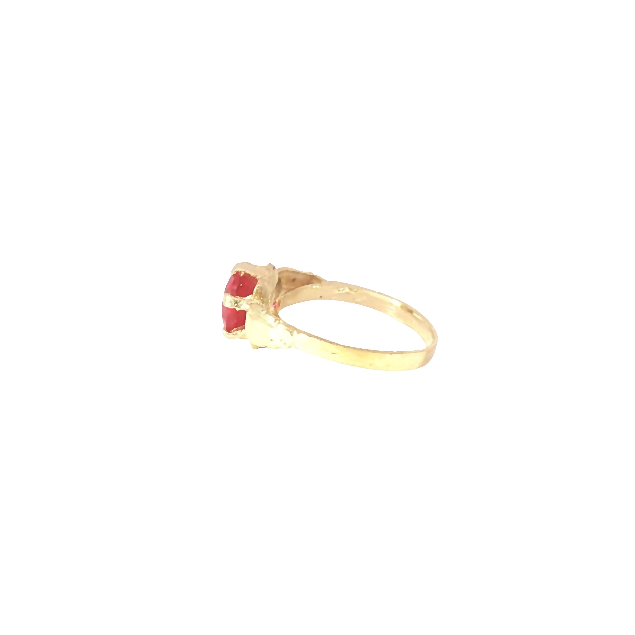 Petite 10K Gold Red CZ Ring for Kids, Size 1.75