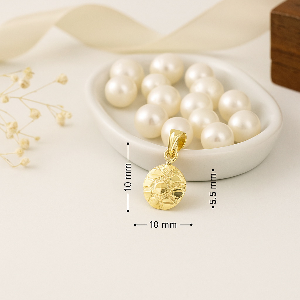 10K Gold Nugget Circle Pendant – Petite & Radiant