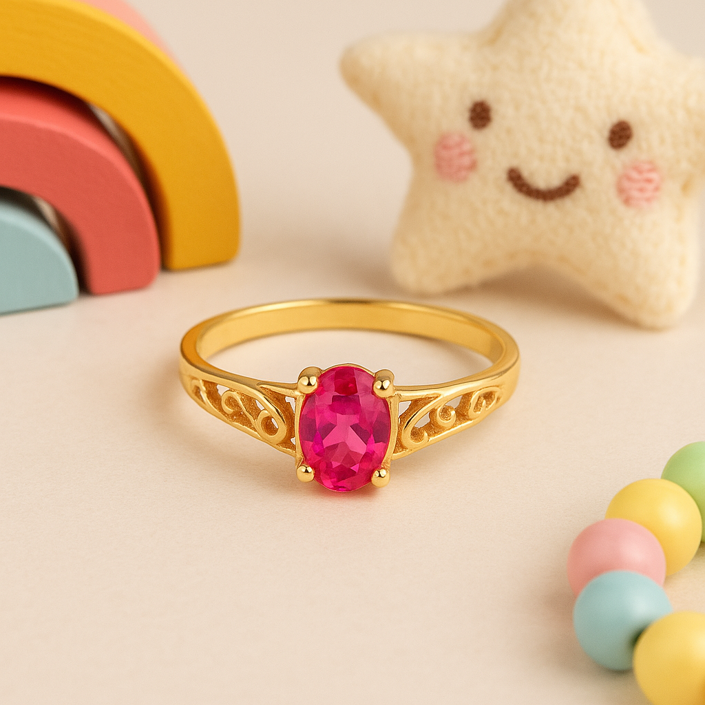 Pink Radiance 10KT Gold Filigree Ring – US Size 3.25