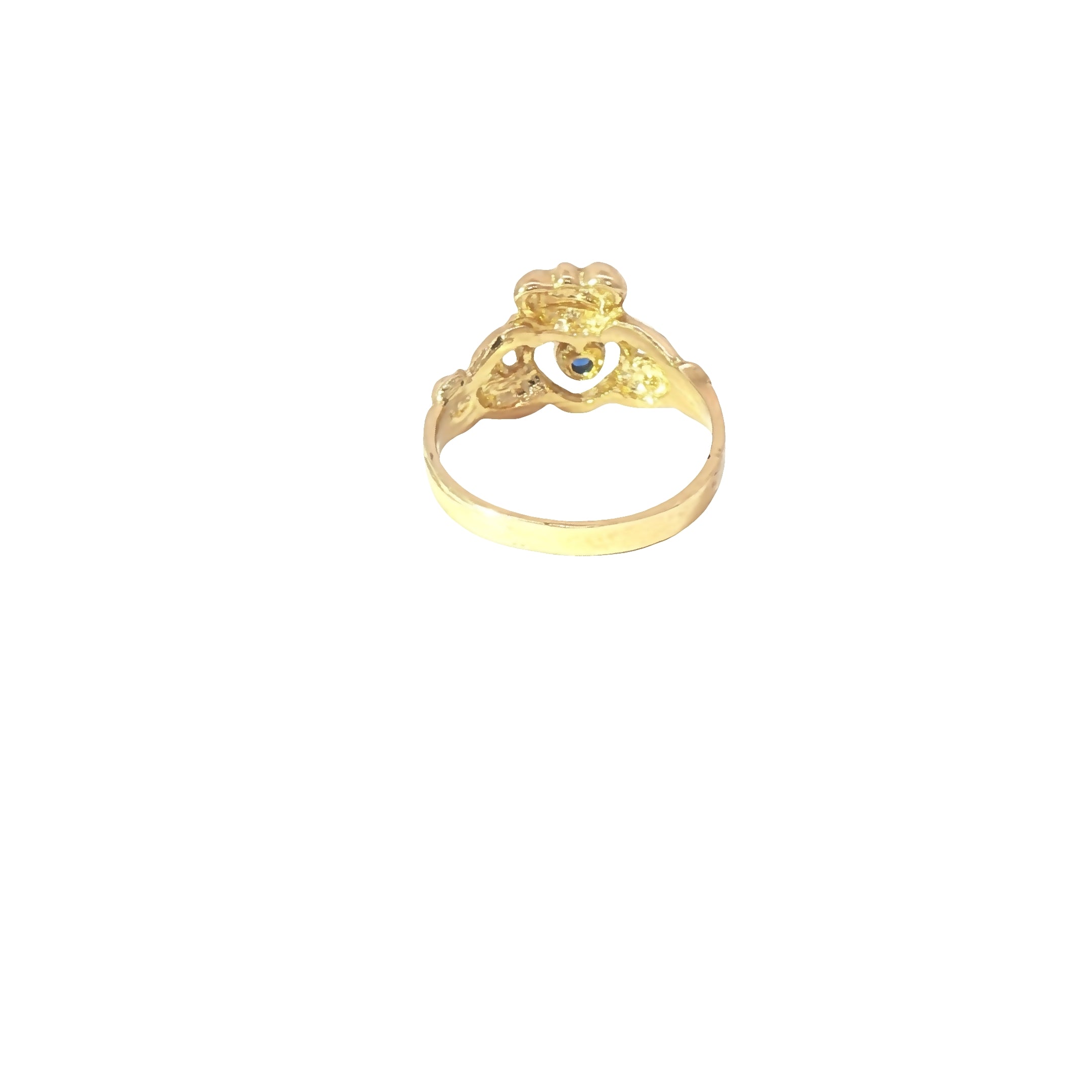 Kids Gold Claddagh 10K Ring with Blue Gem