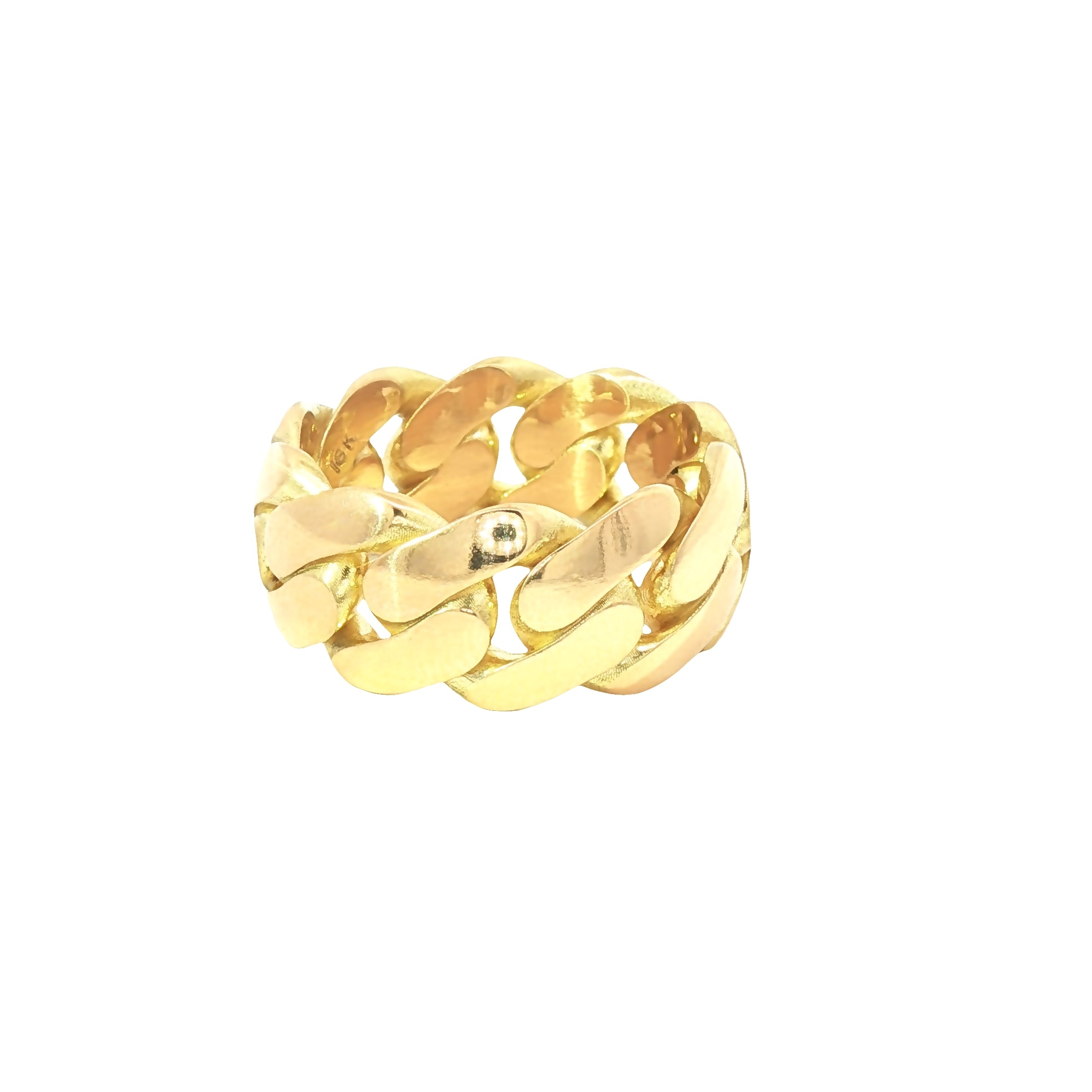 Bold 18kt Cuban Link Ring – Solid Gold Strength