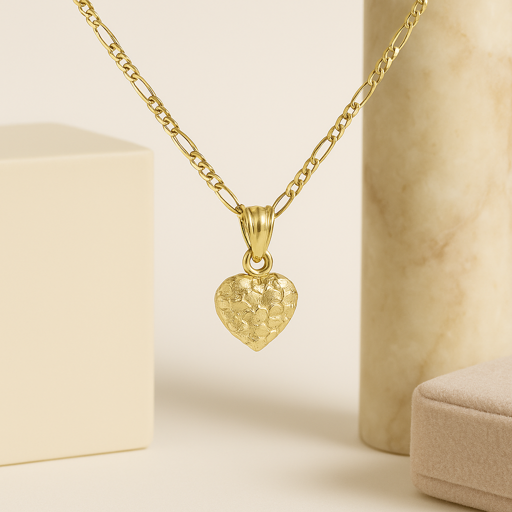 10K Gold Heart Nugget Pendant, Petite & Authentic