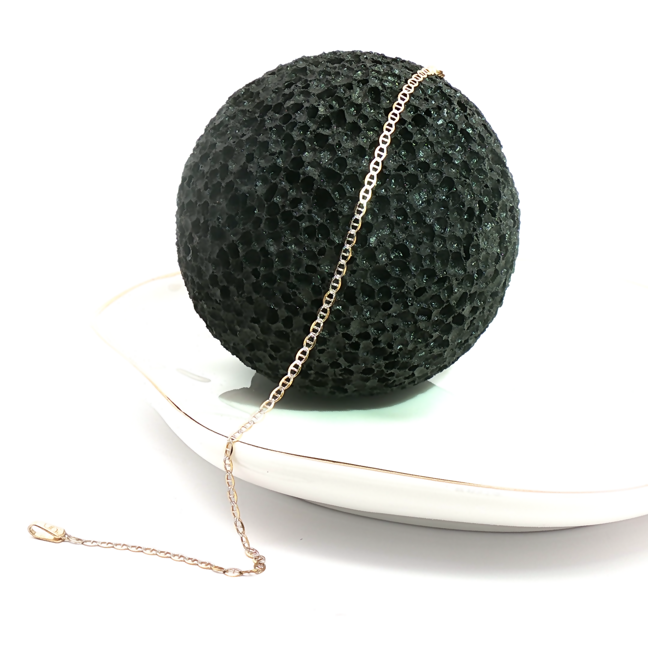 Luxe 10K Two Tone Mariner Bracelet 6in