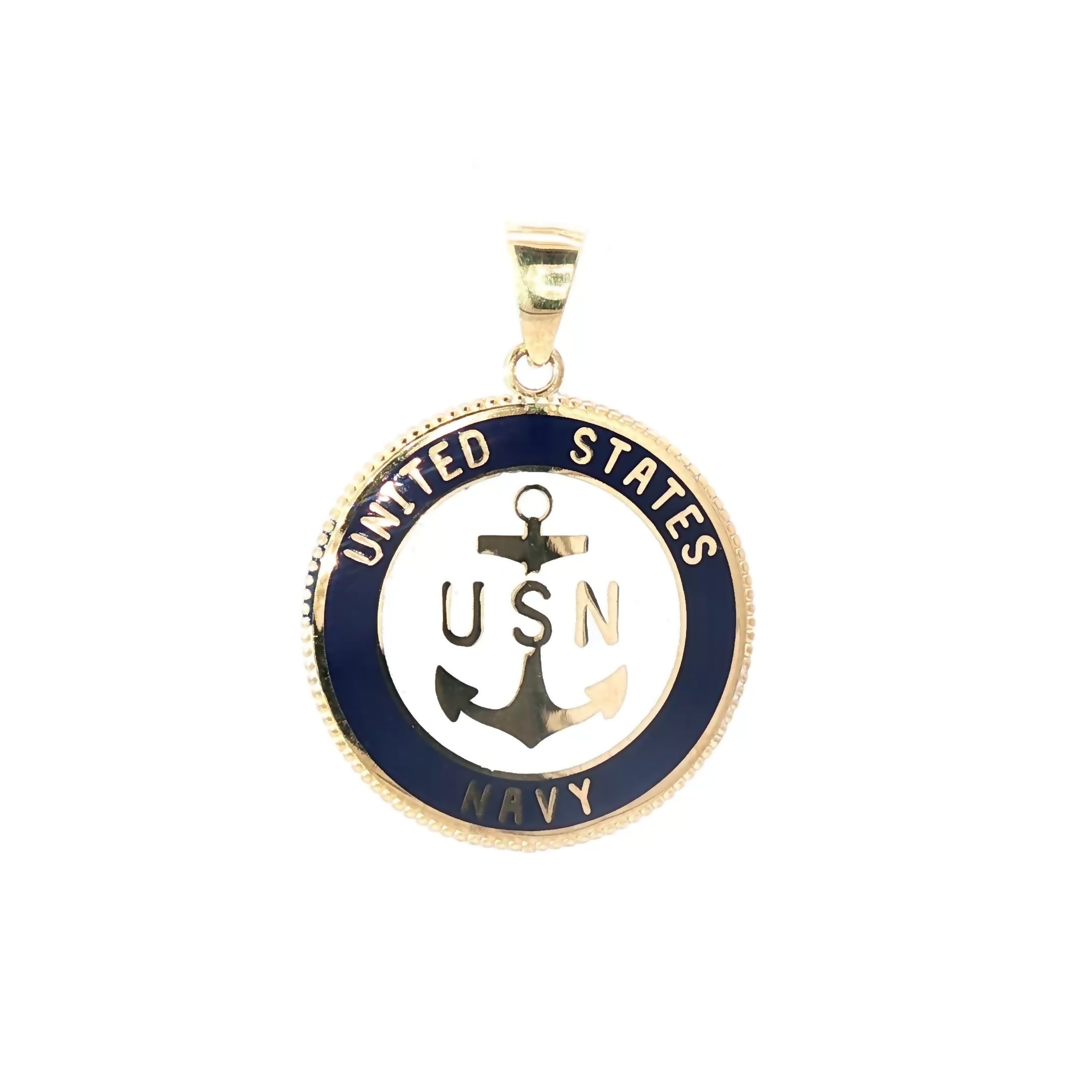 14K Gold US Navy Double-Sided Honor Pendant