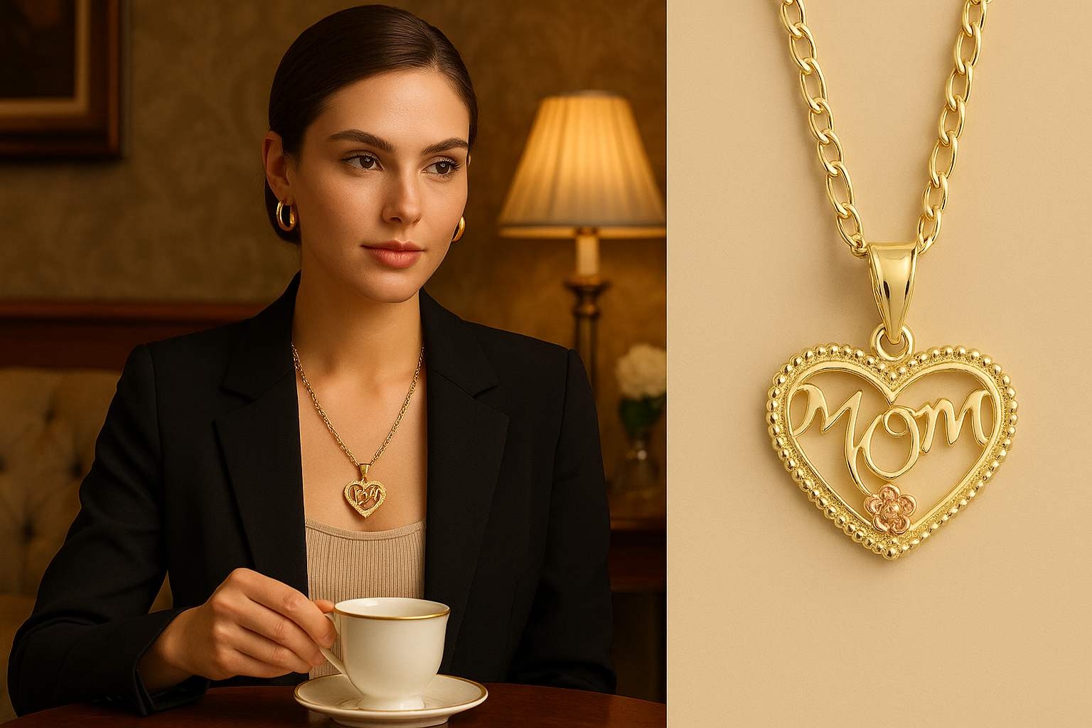 Golden Love: 10K Mom Heart Pendant