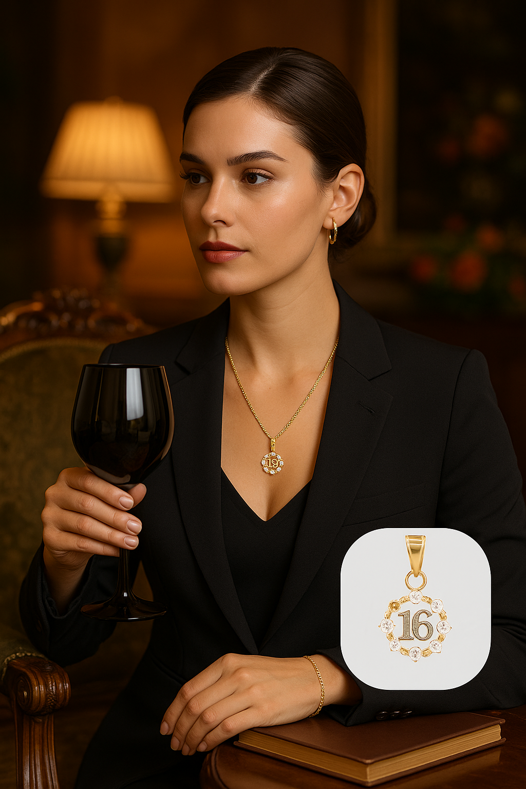 Sweet 16 Gold Pendant with CZ Halo Brilliance