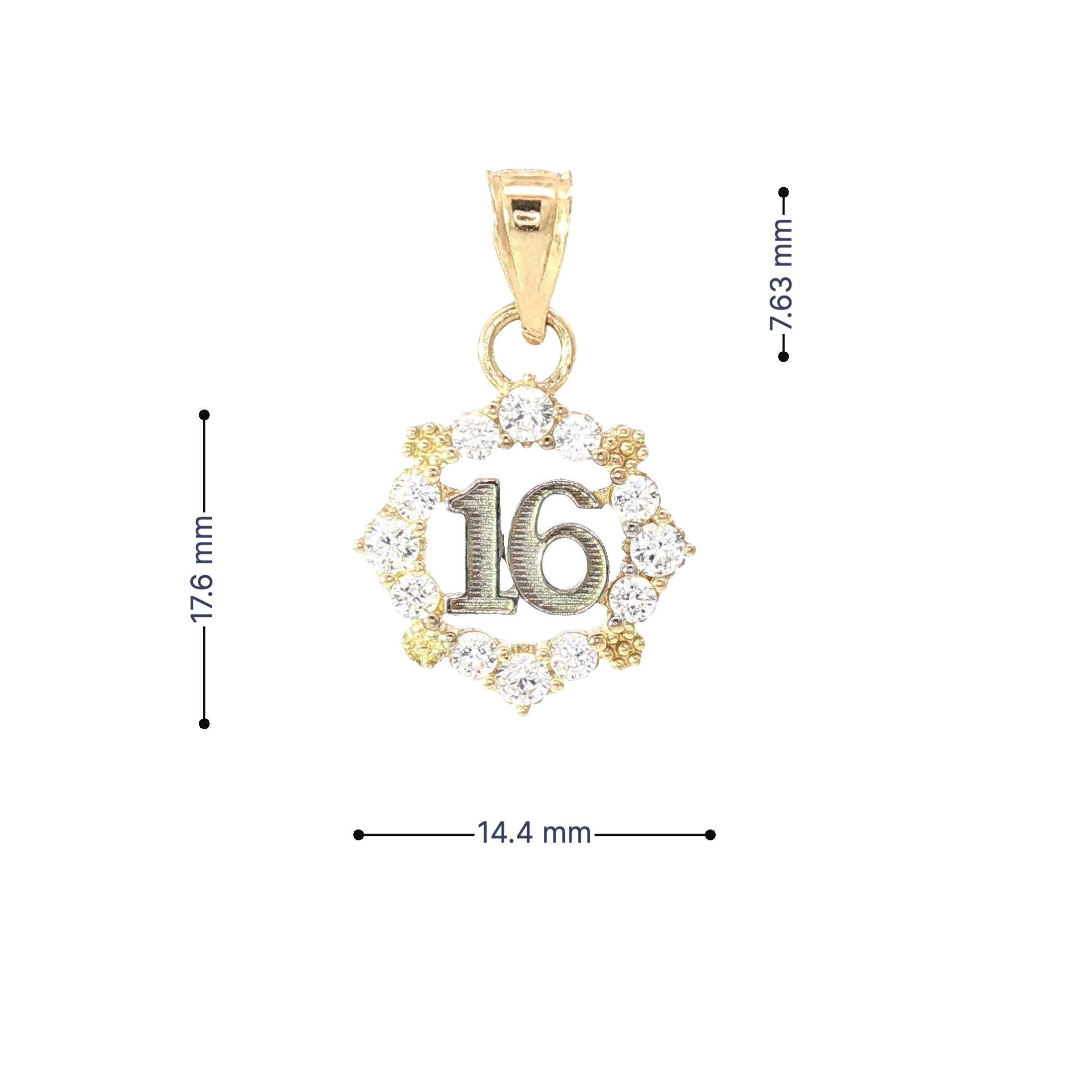 Sweet 16 Gold Pendant with CZ Halo Brilliance