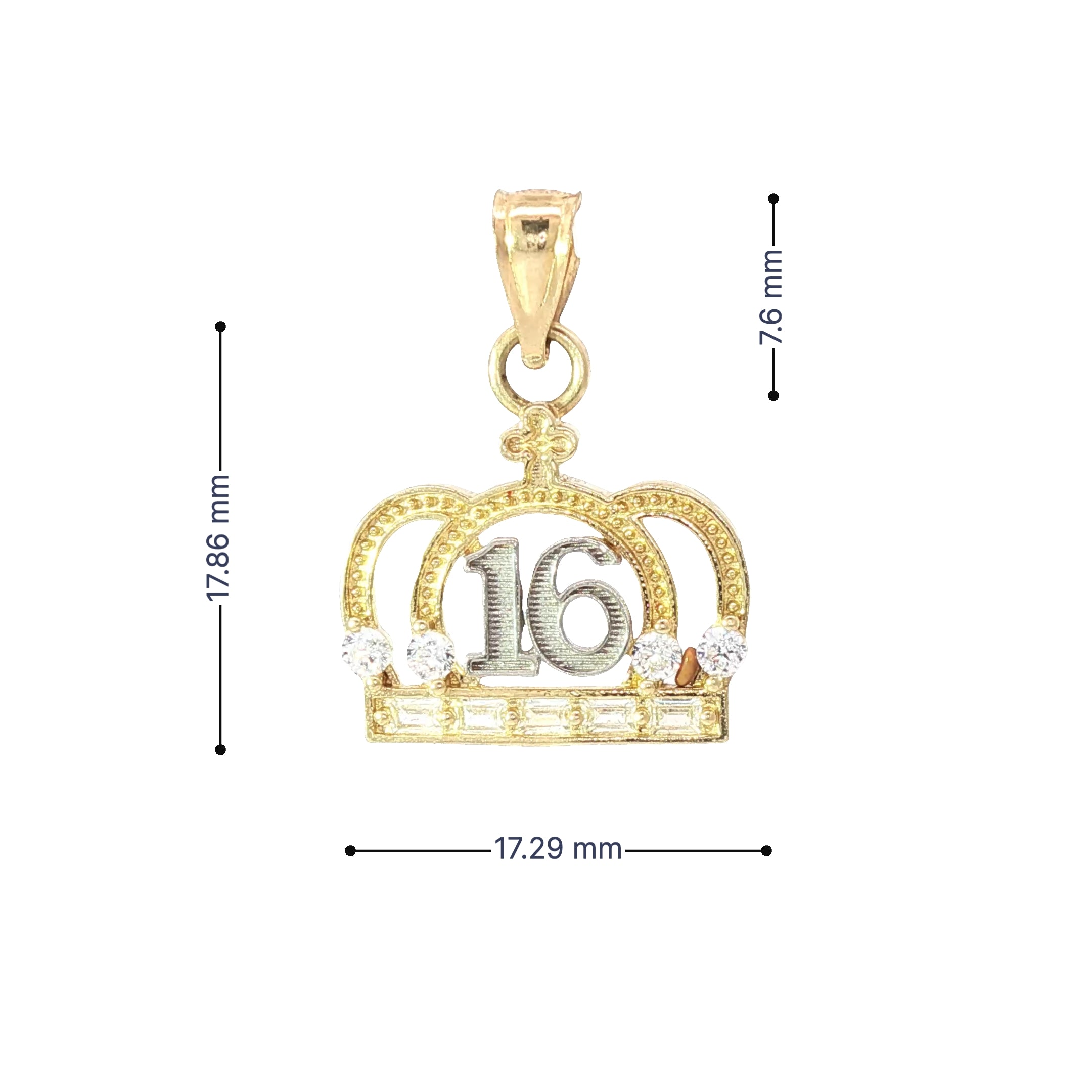 Sweet 16 Gold Crown Pendant – 10K Radiance