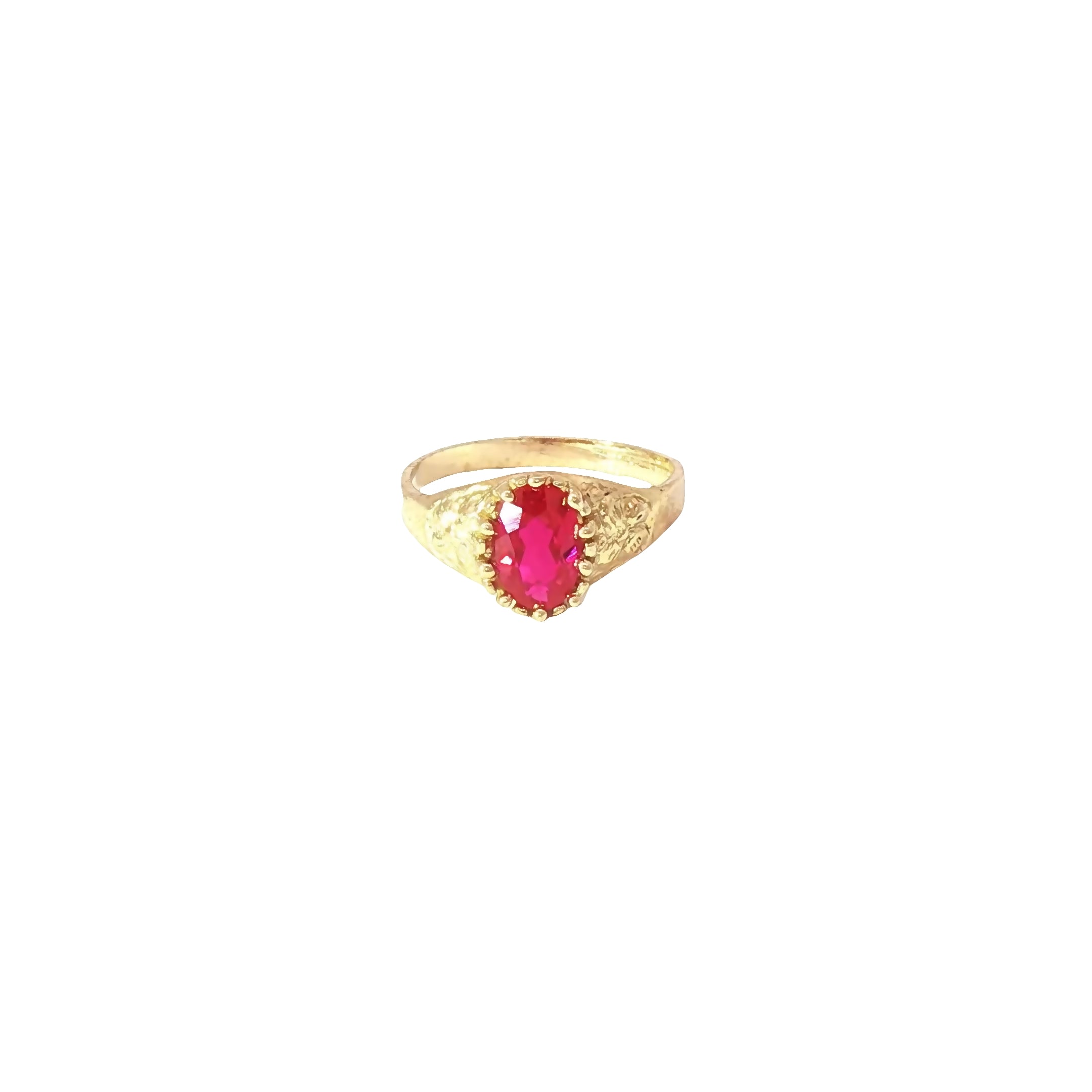 Dainty 10K Gold Ruby CZ Vintage Ring – size 1.25