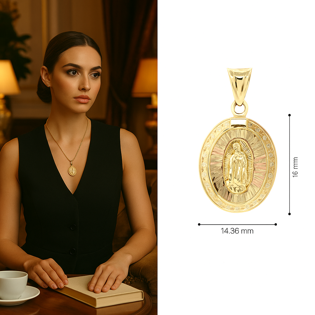 Tri Color Virgin Mary Pendant 10K Radiance