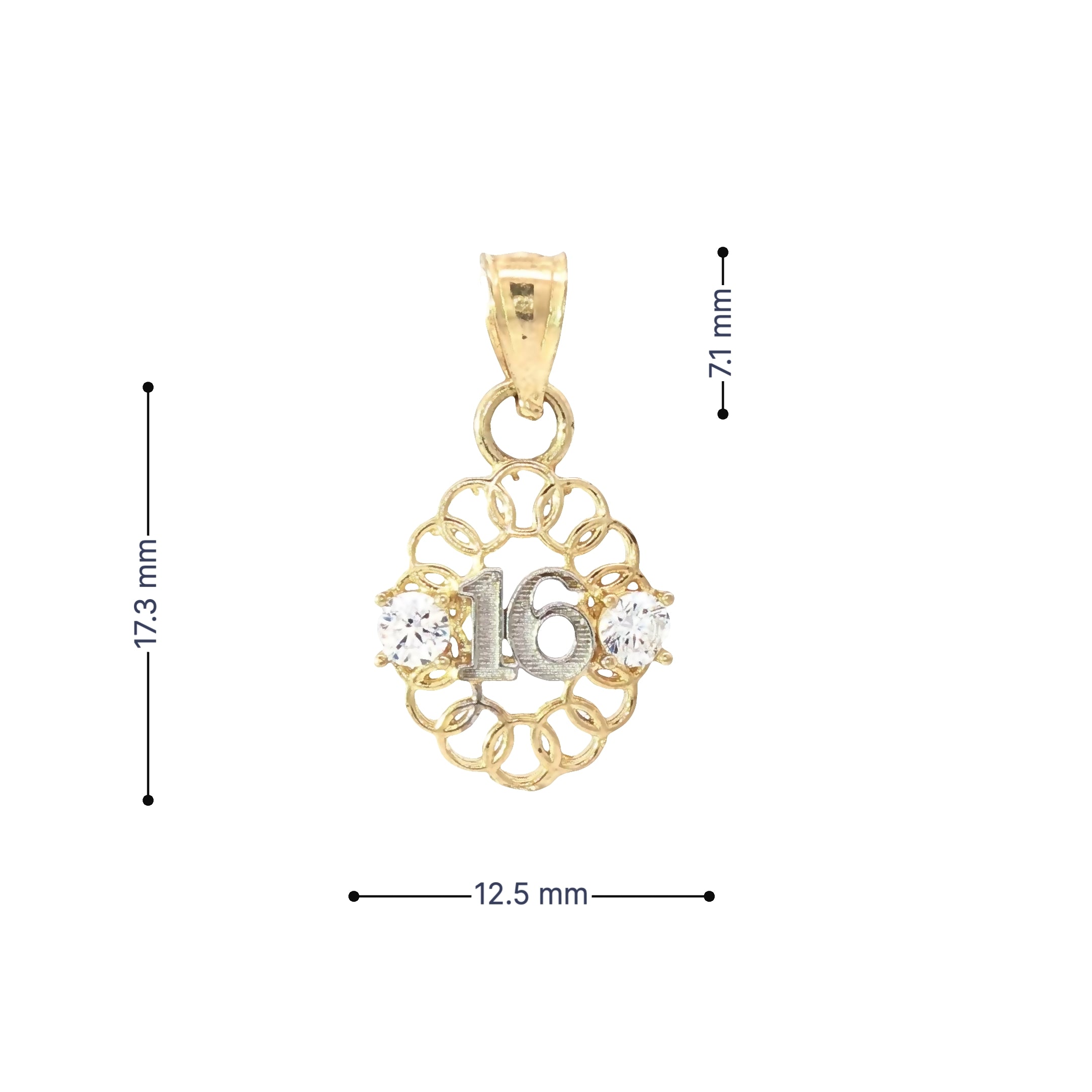 Sweet 16 Filigree Pendant in 10K Gold