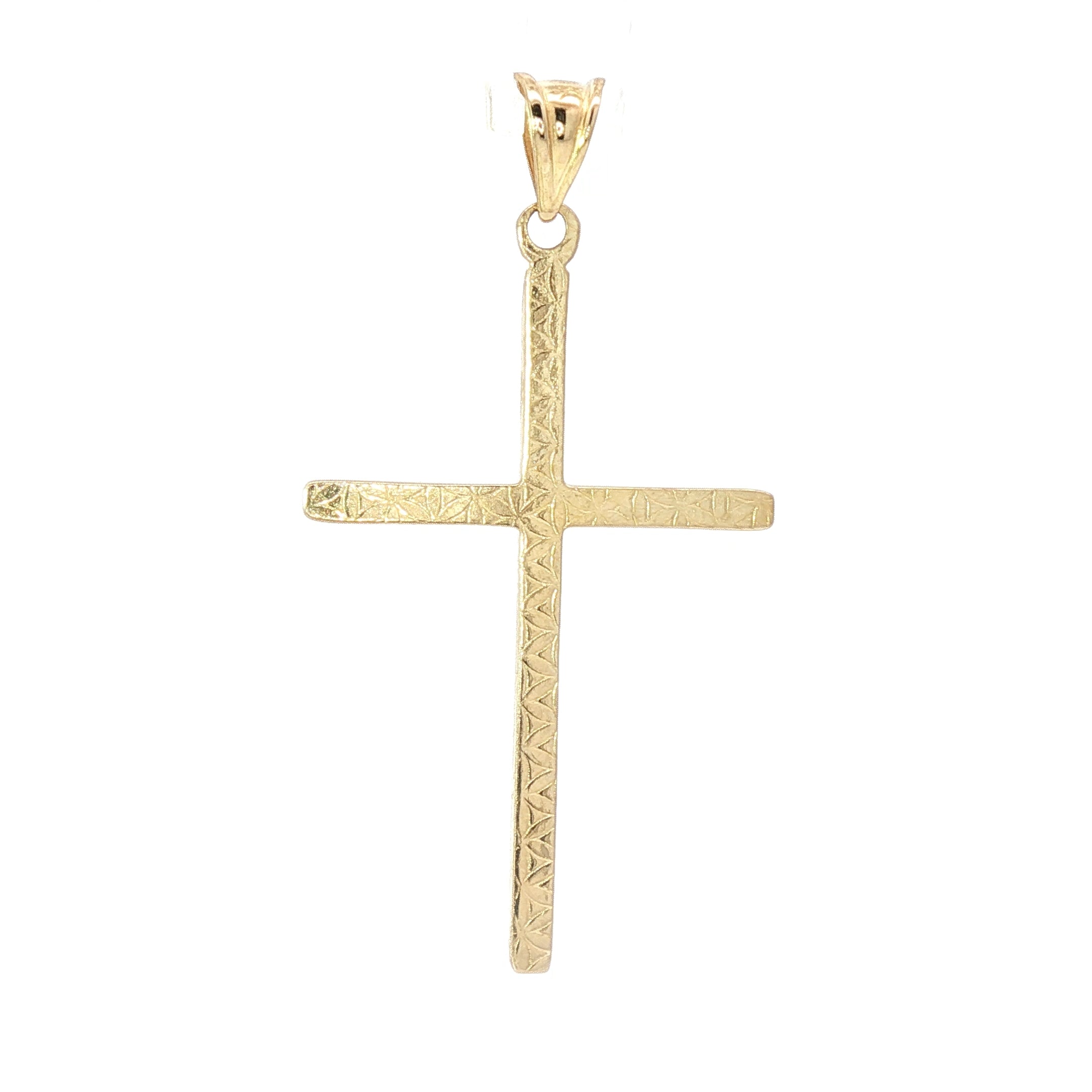 10kt Radiant Faith Two-Tone Diamond-Cut Cross Pendant