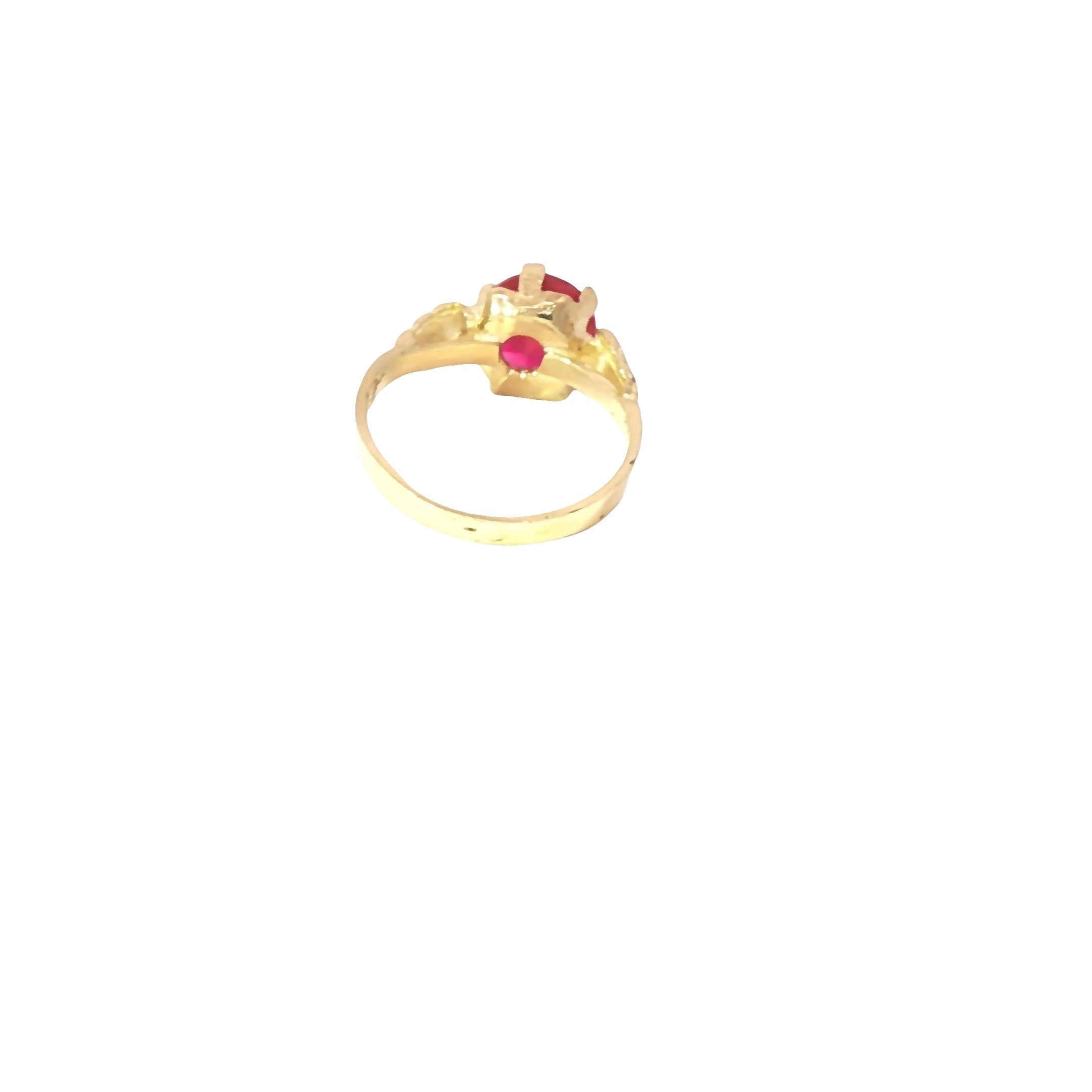 Petite 10K Gold Red CZ Ring for Kids, Size 1.75