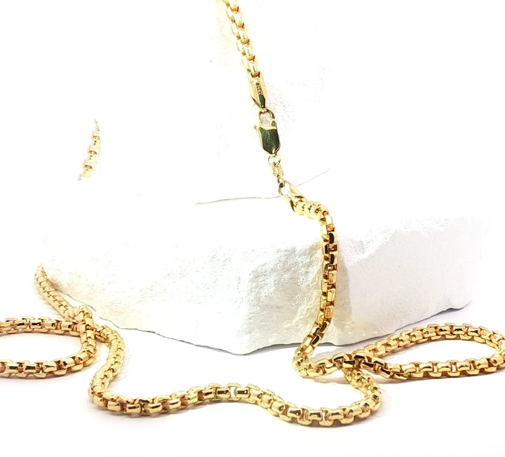 14K Round Box Chain — Bold, Brilliant, Certified