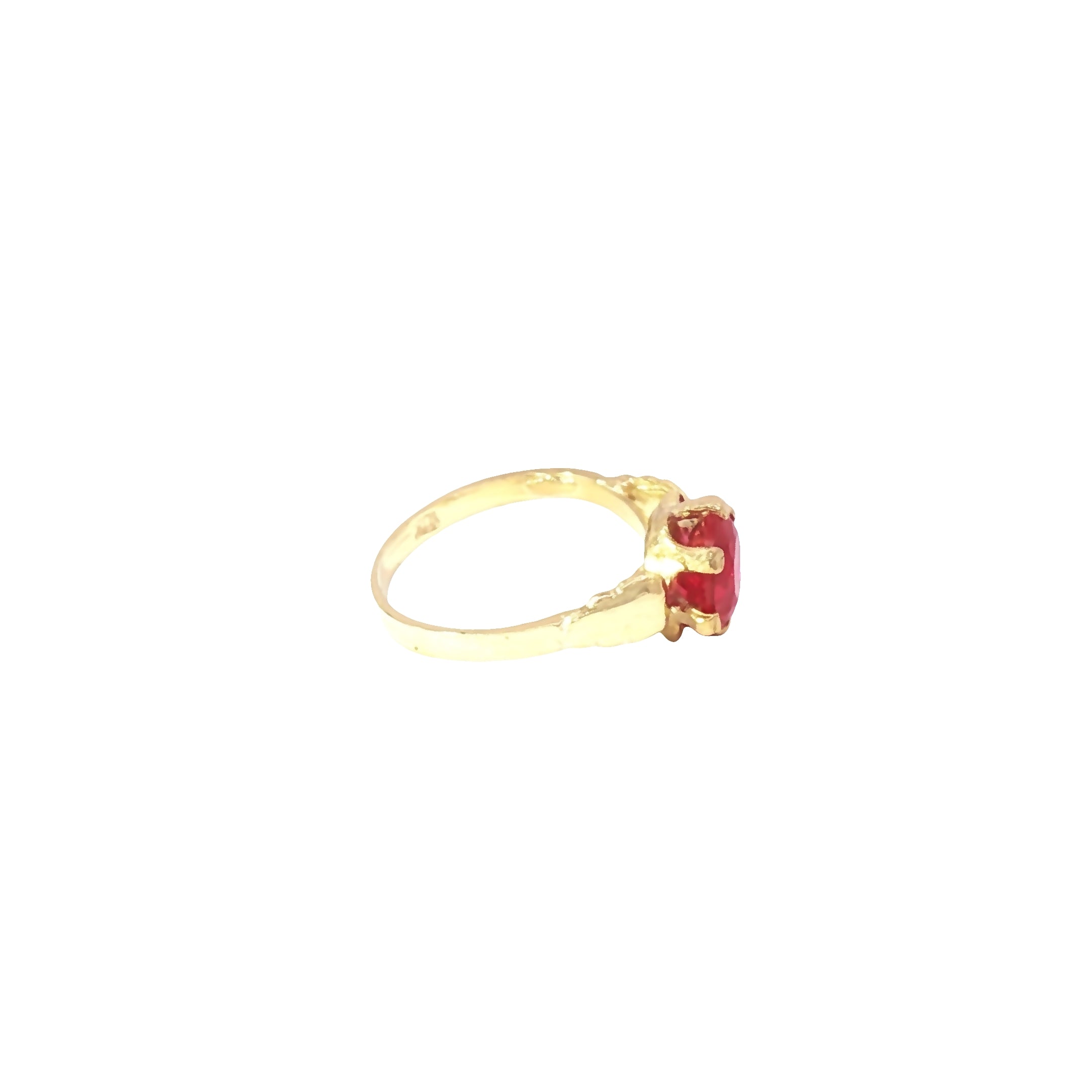 Petite 10K Gold Red CZ Ring for Kids, Size 1.75