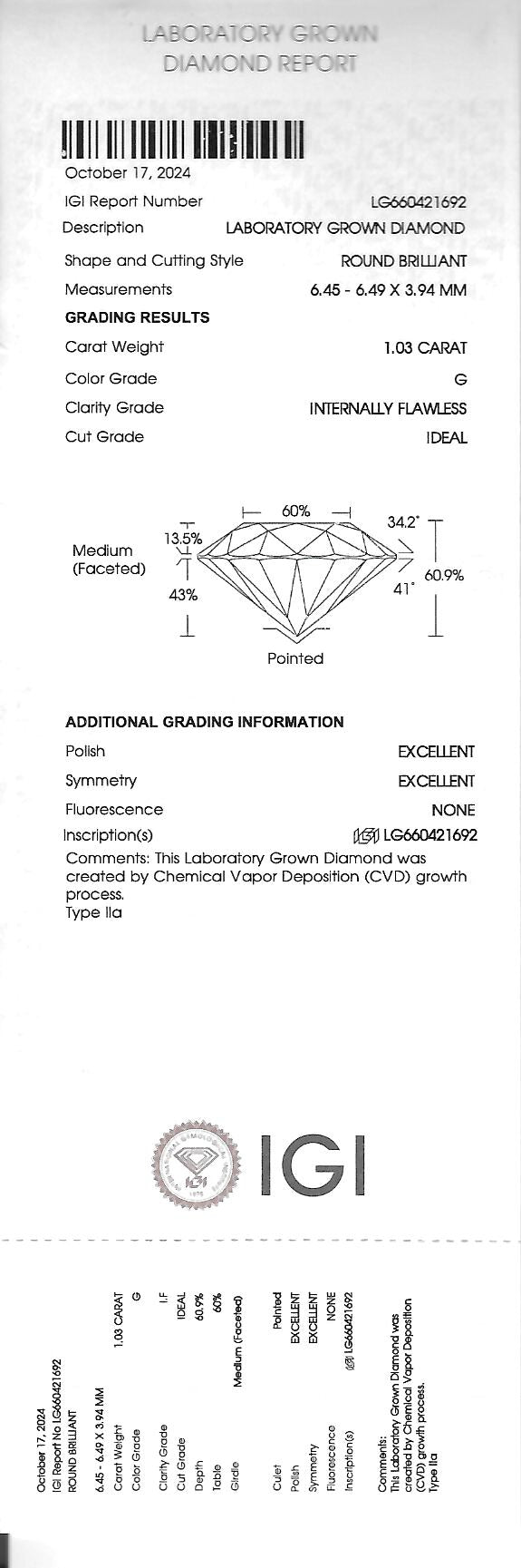 The Luminary Round™ — 1.03ct Ideal-Cut Round Diamond