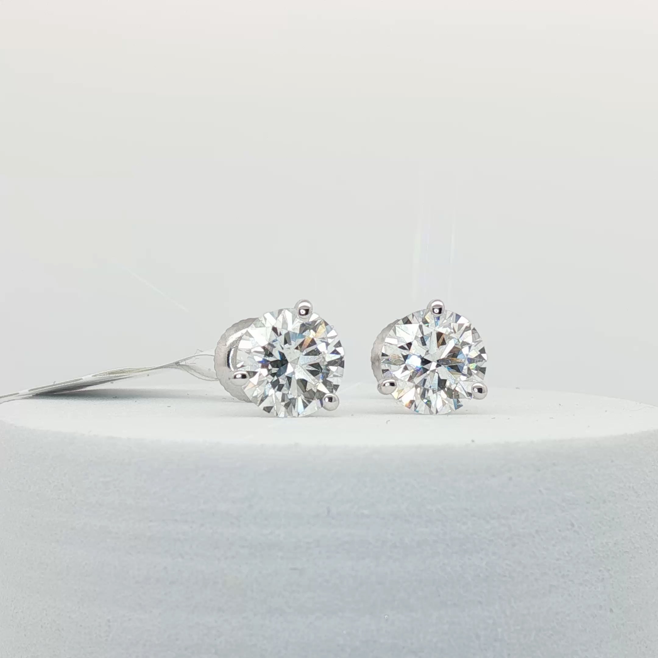 IGI Certified 3.04 CTW Lab Grown Diamond Stud Earrings in 14K White Gold – Martini Screw Back
