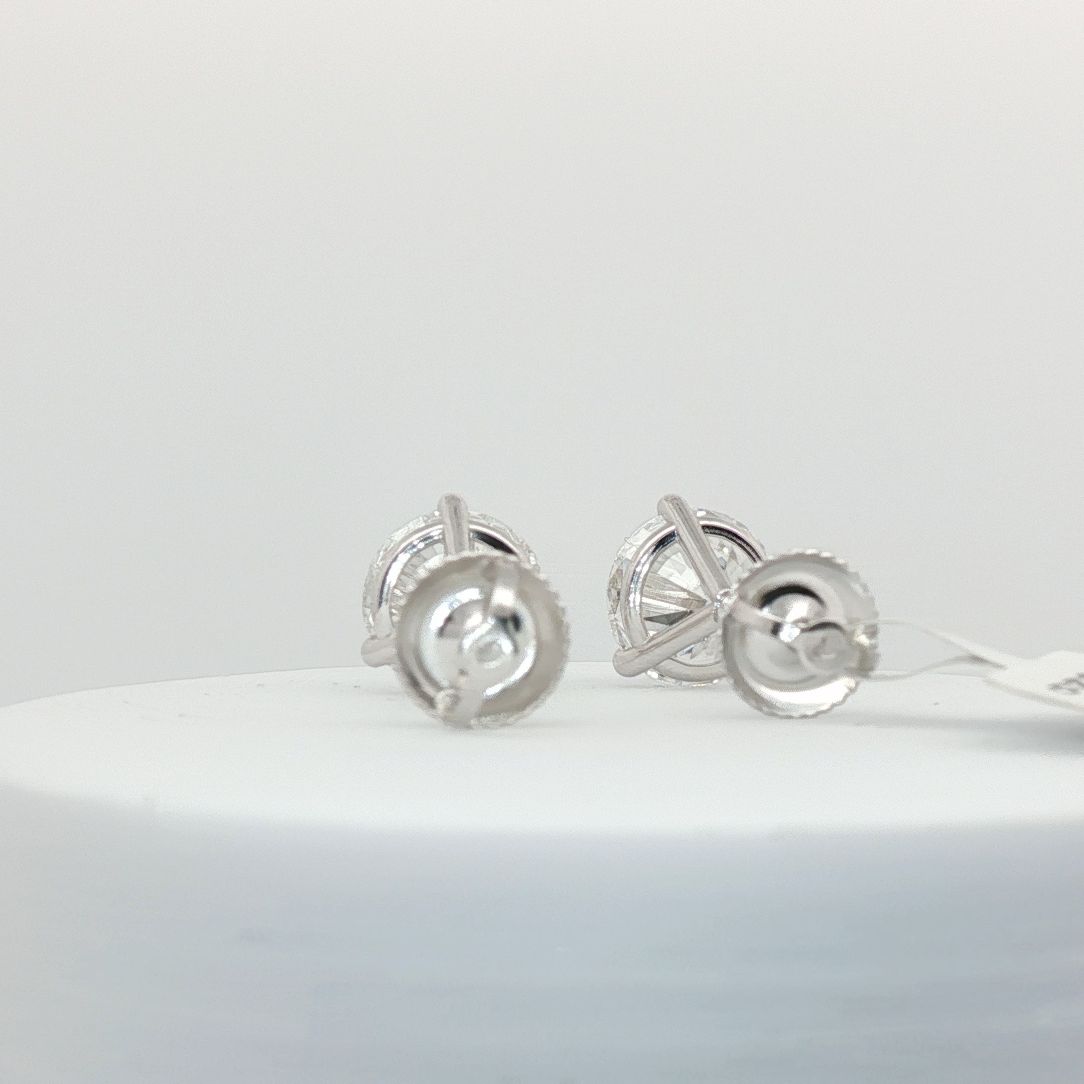 IGI Certified 3.04 CTW Lab Grown Diamond Stud Earrings in 14K White Gold – Martini Screw Back