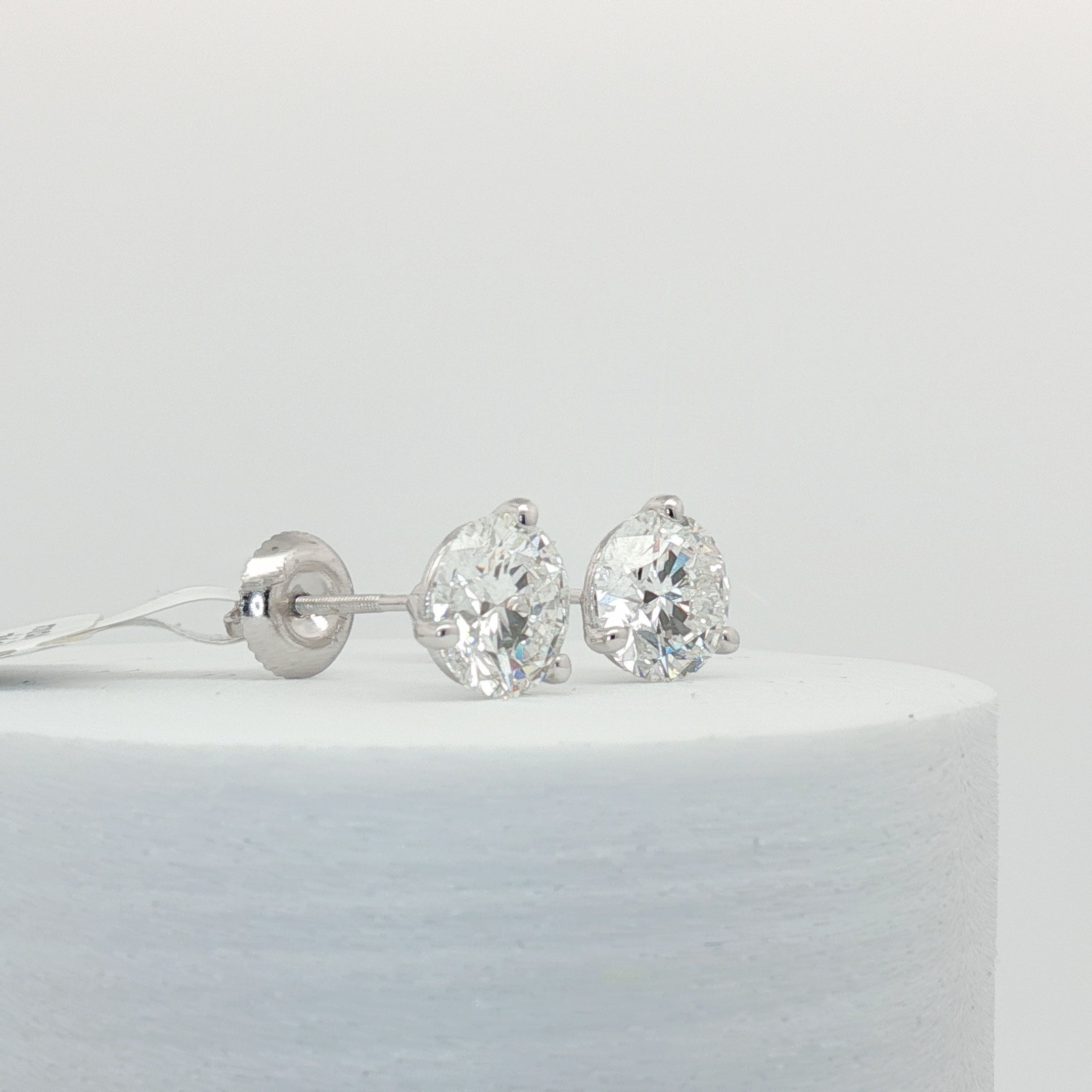 IGI Certified 3.04 CTW Lab Grown Diamond Stud Earrings in 14K White Gold – Martini Screw Back