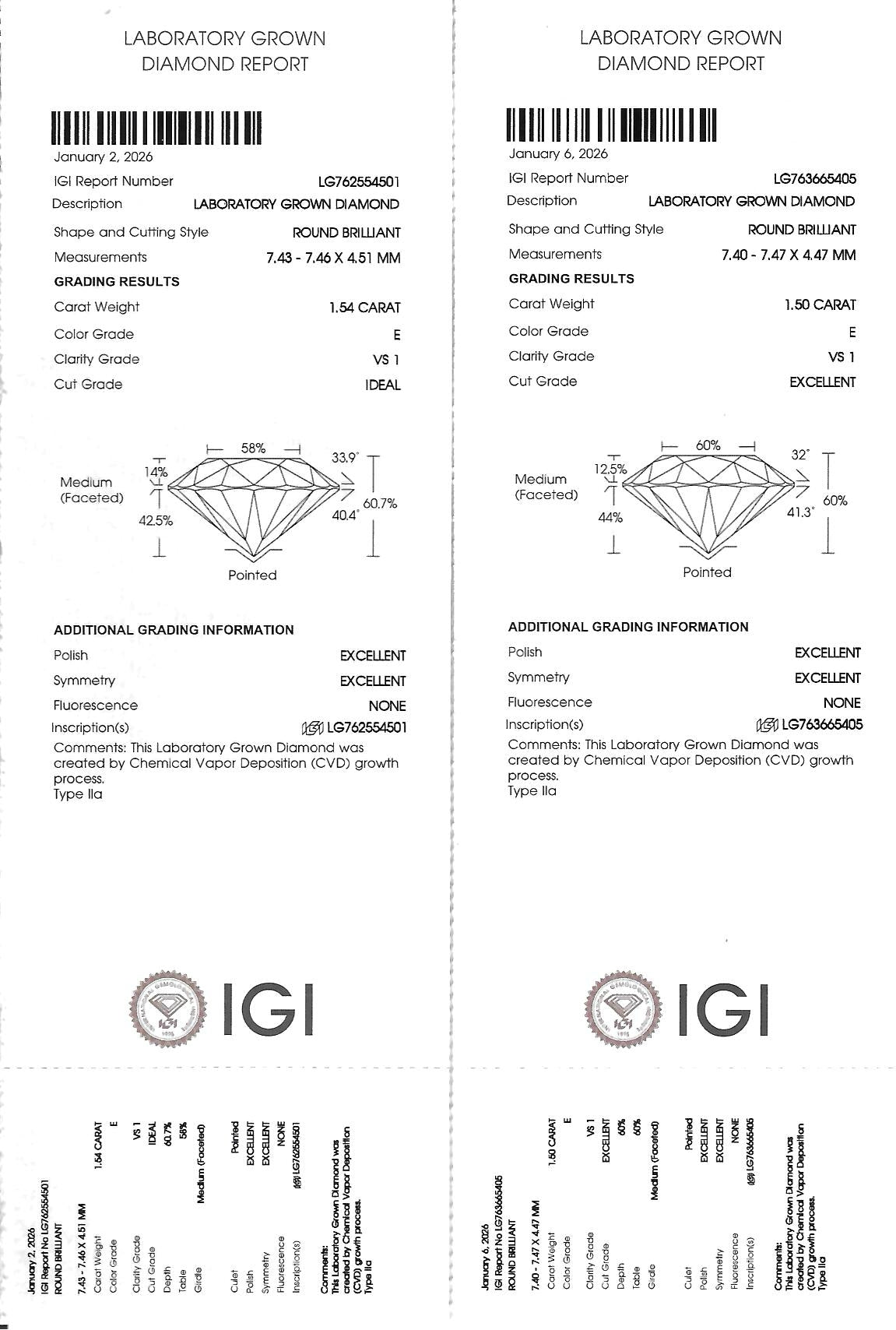 IGI Certified 3.04 CTW Lab Grown Diamond Stud Earrings in 14K White Gold – Martini Screw Back