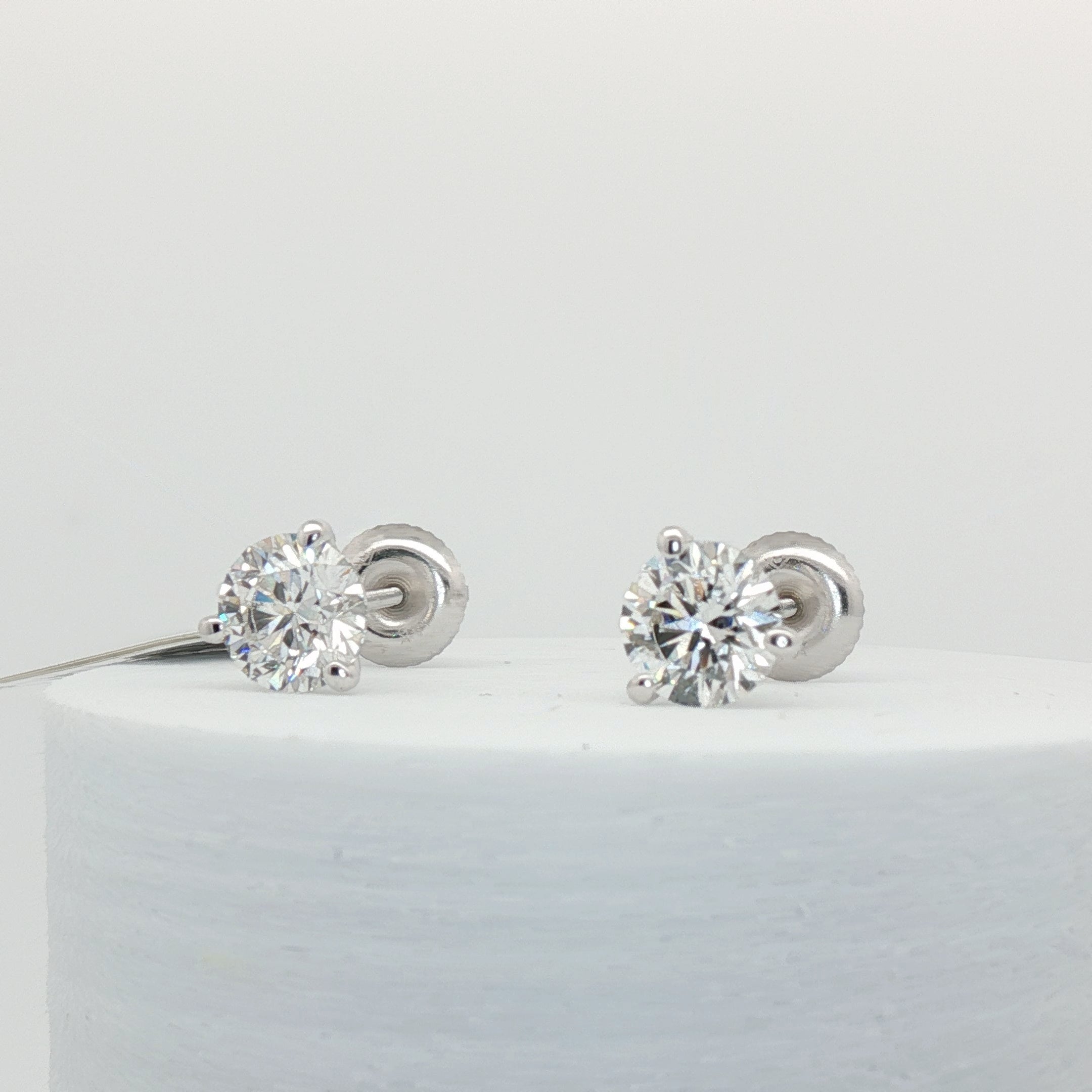 IGI Certified 2.02 CTW Lab Grown Diamond Stud Earrings in 14K White Gold – Martini Screw Back