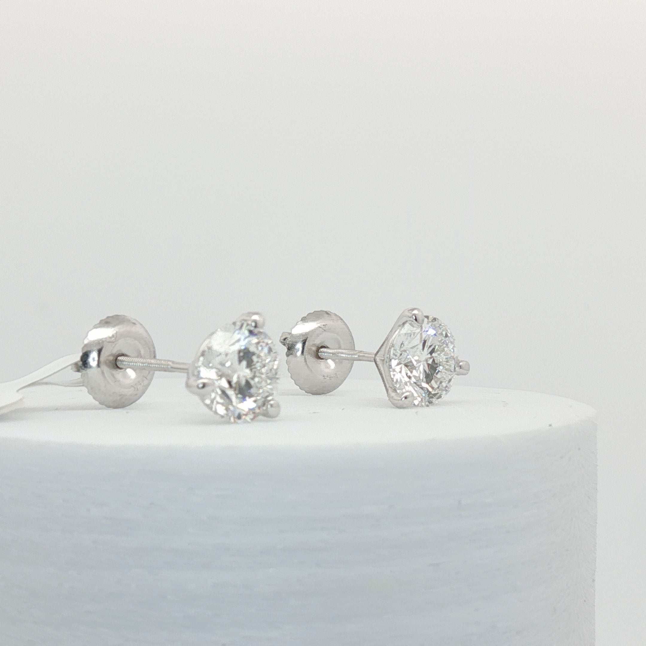 IGI Certified 2.02 CTW Lab Grown Diamond Stud Earrings in 14K White Gold – Martini Screw Back