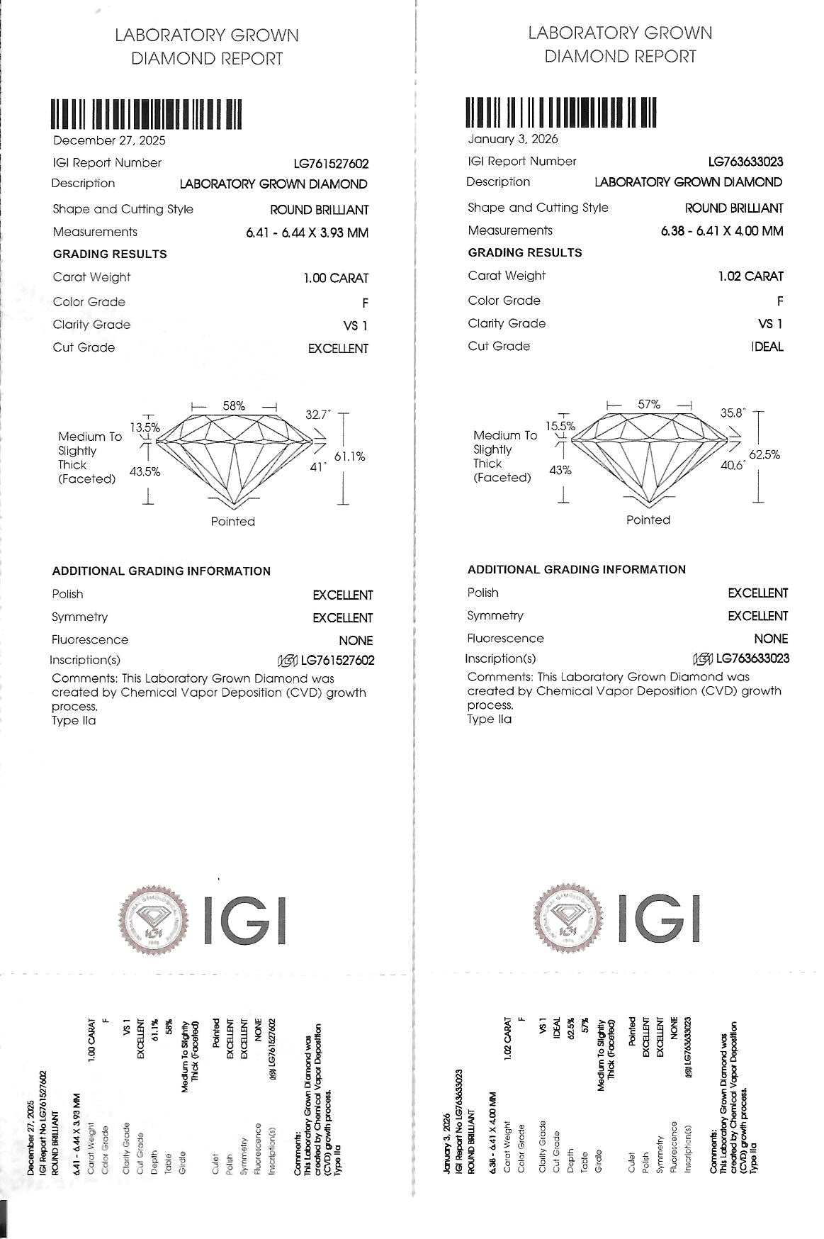 IGI Certified 2.02 CTW Lab Grown Diamond Stud Earrings in 14K White Gold – Martini Screw Back