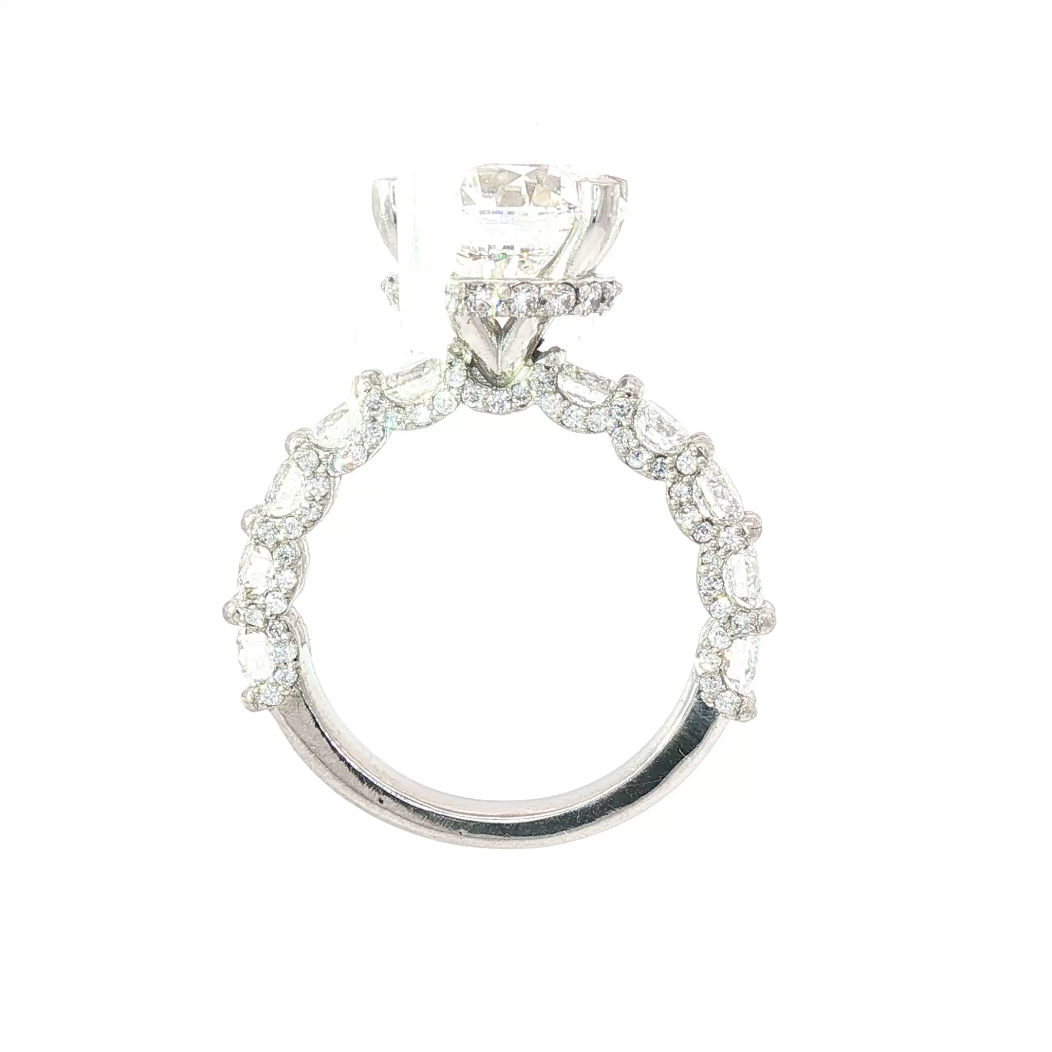 Custom Cast Platinum Halo Engagement Ring — 5.09ct IGI Round