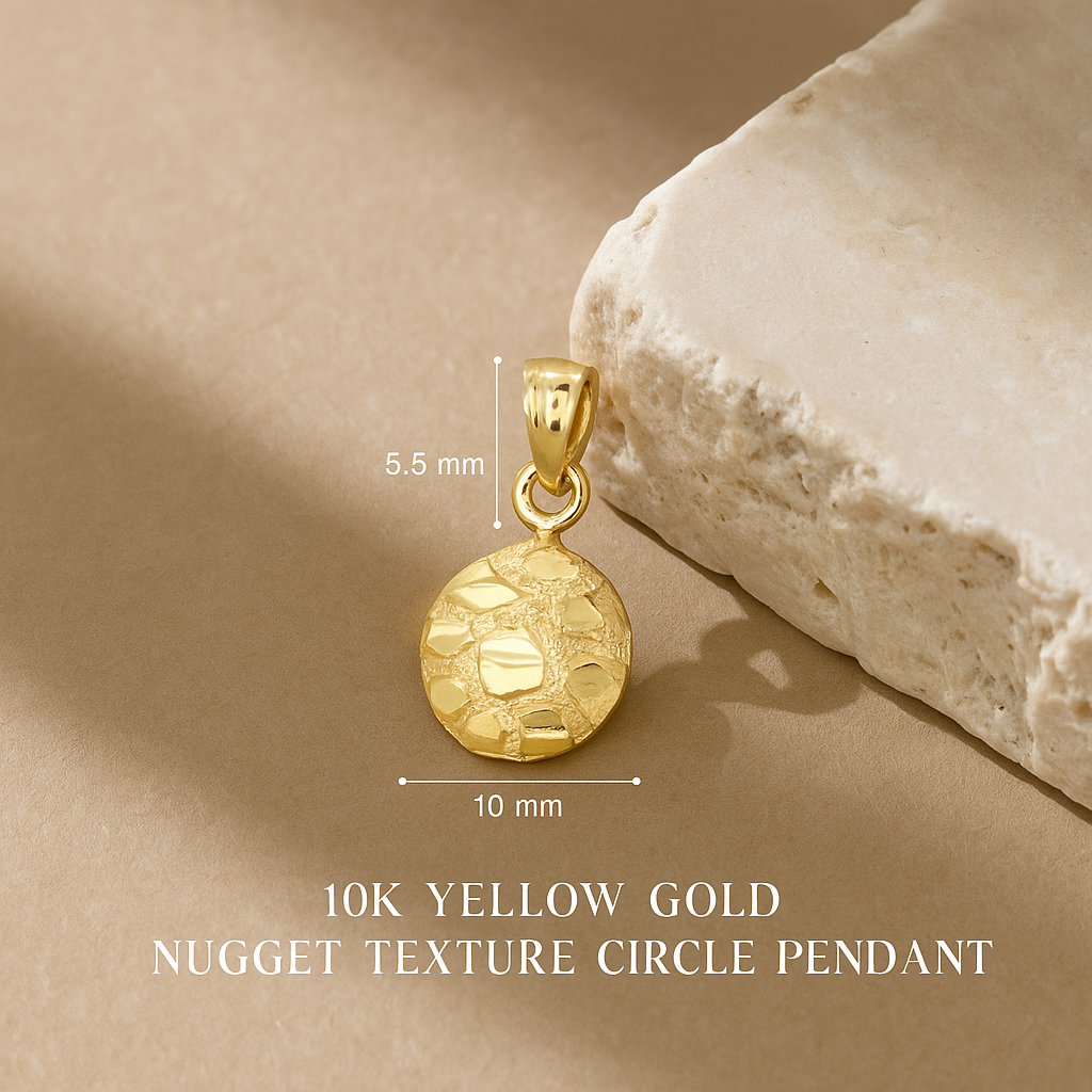 10K Gold Nugget Circle Pendant – Petite & Radiant