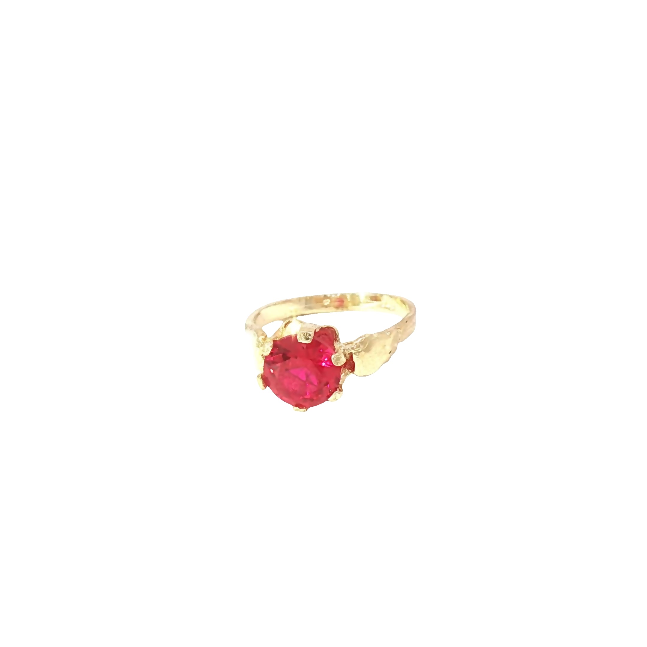 Petite 10K Gold Red CZ Ring for Kids, Size 1.75