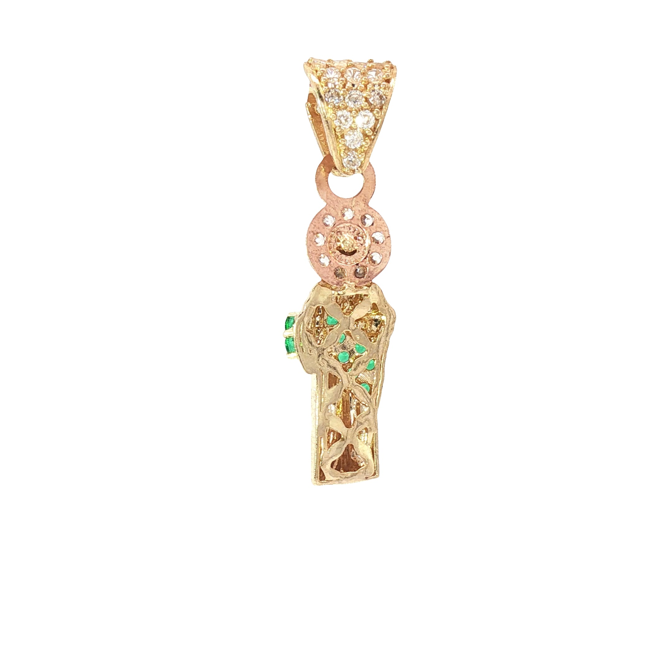 Radiant 10K Gold Saint Pendant with CZ 1.42g