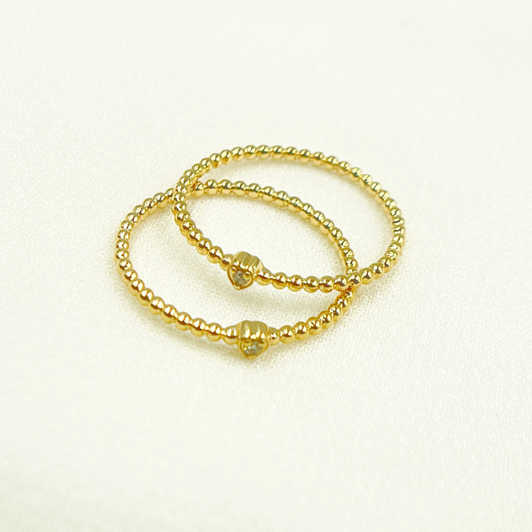 14K Solid Gold Heart Diamond Ring