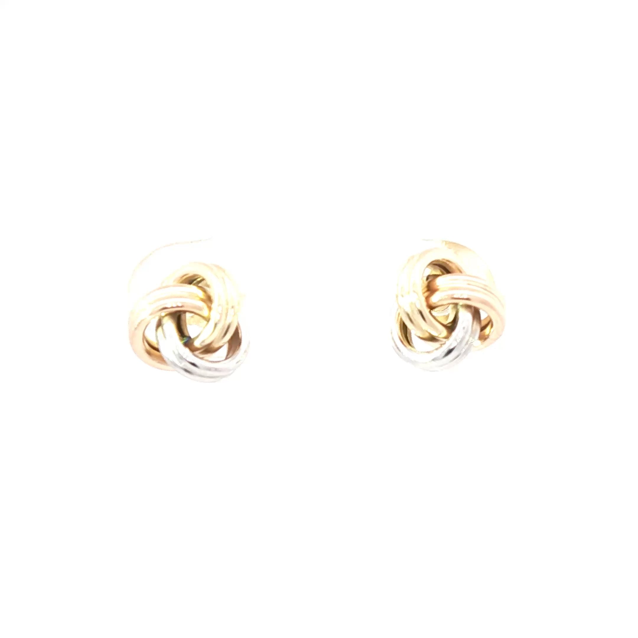 Eternal Bond Tri-Color Love Knot Earrings 14K