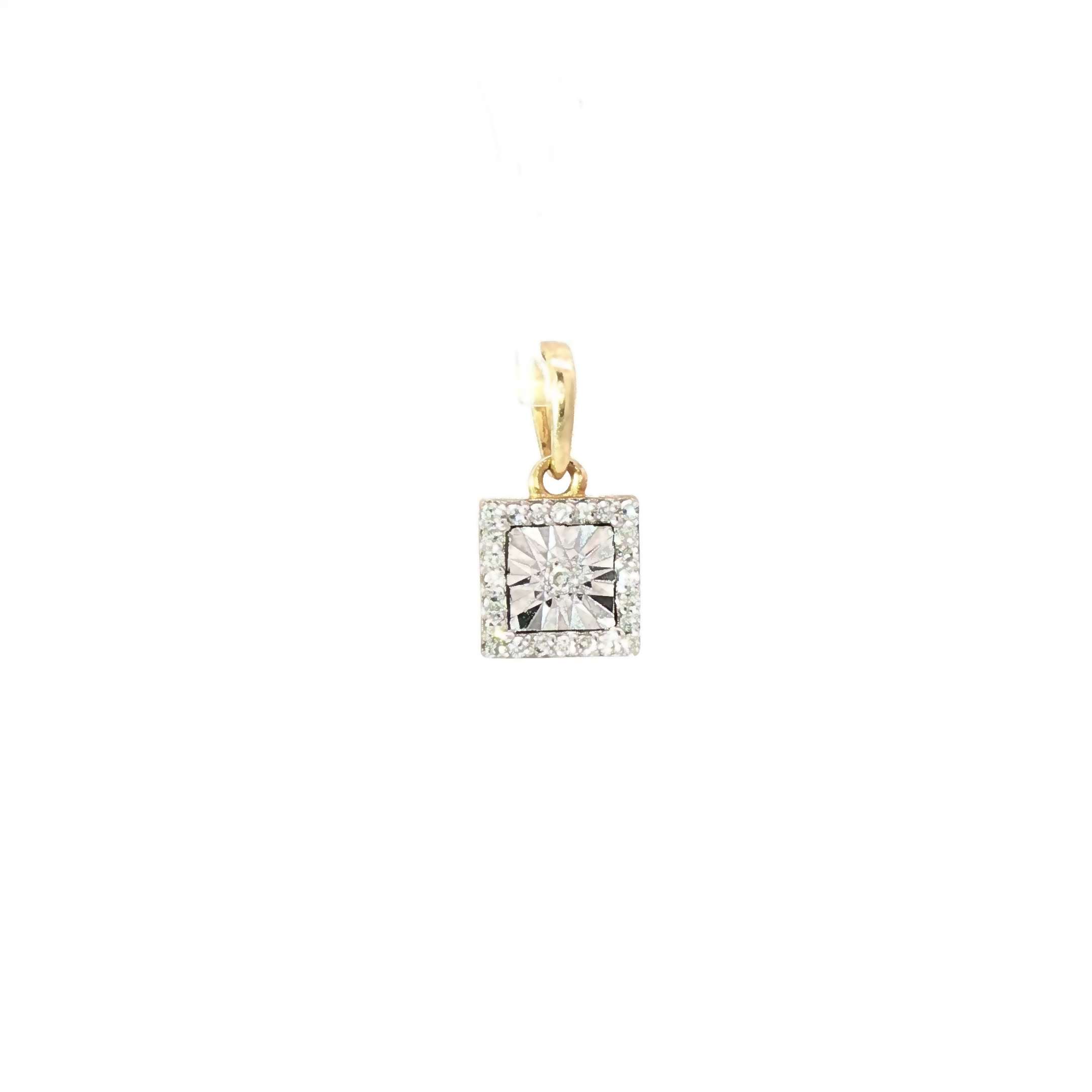 Radiant Square Diamond Pendant in 10K Gold