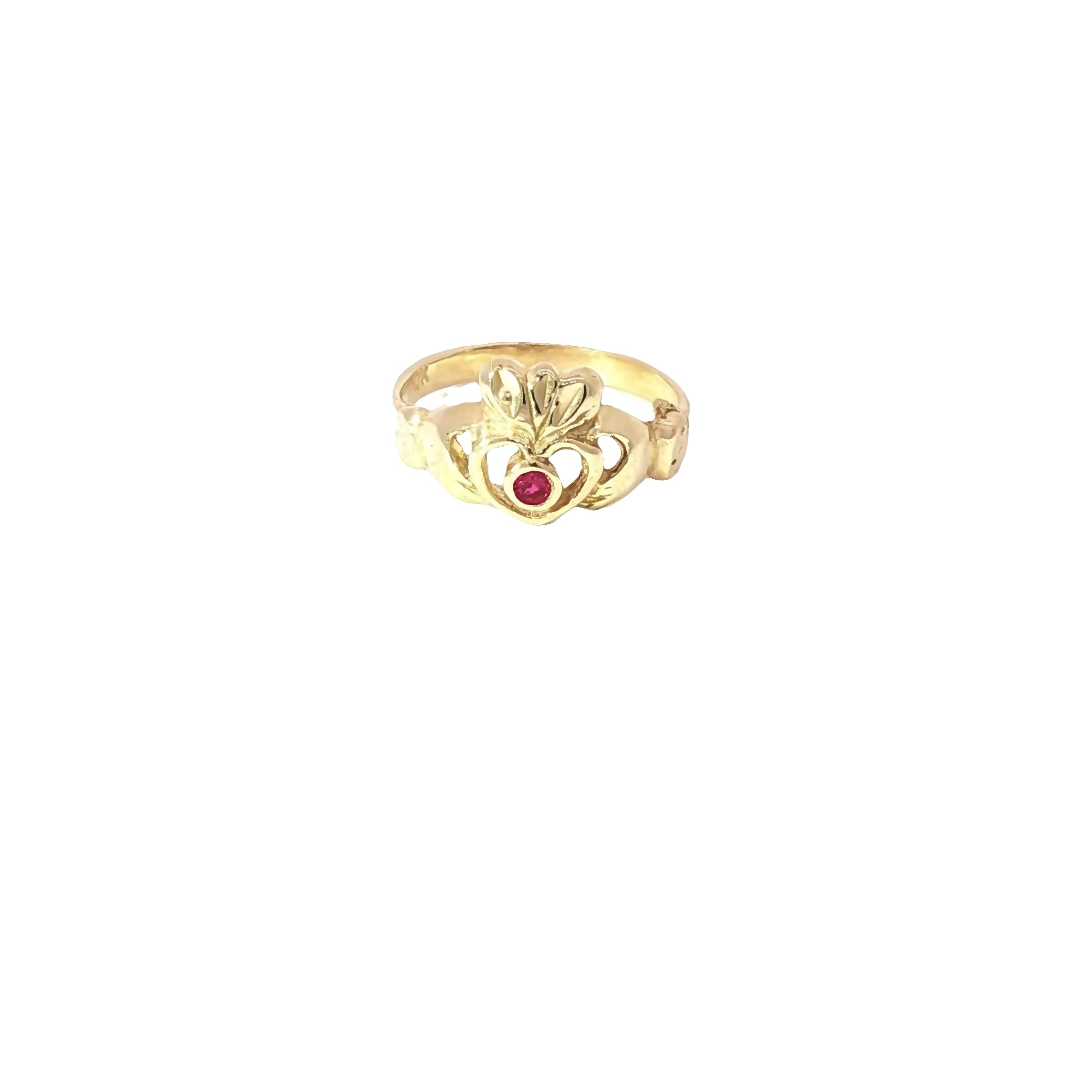 Solid 10K Gold Ruby Claddagh Ring – Love’s Promise